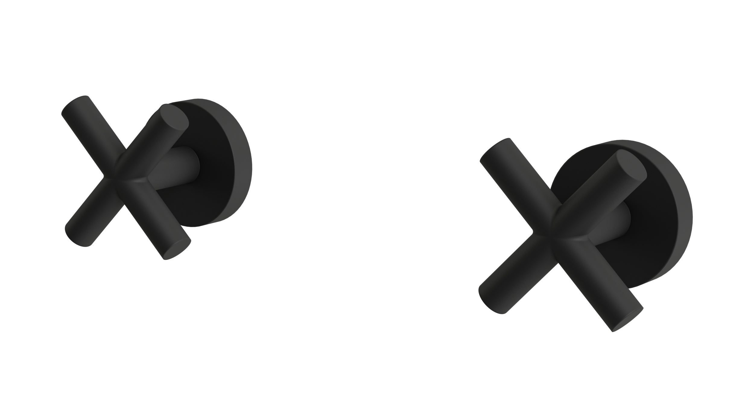 Contour Two Handle Wall Mount Bath Trim with Soft Cross Handles in Matte Black