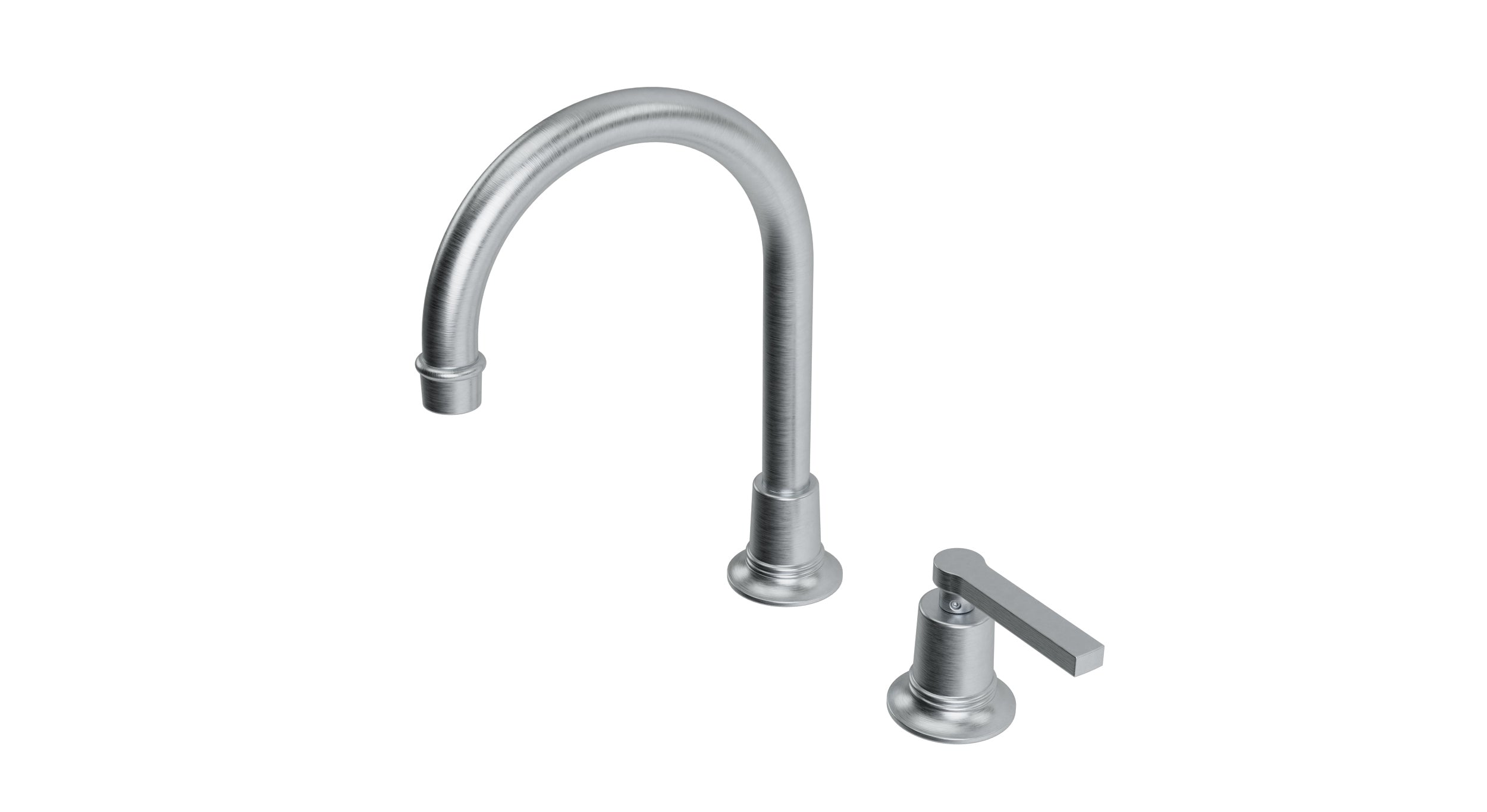 Emerson One Handle Deck Mount Gooseneck Lavatory Faucet with Classic Lever Handle in Satin Chrome
