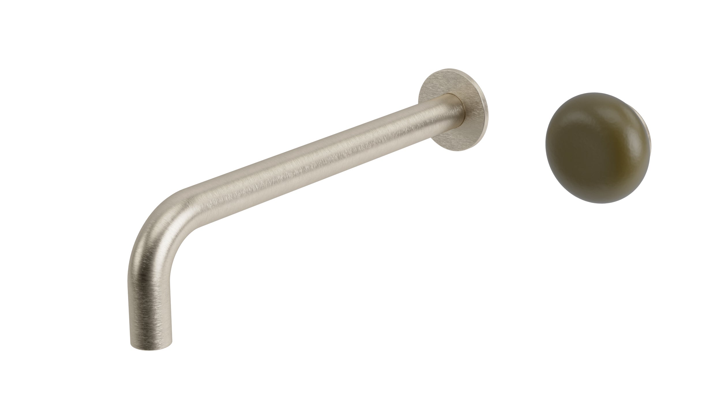 Foundry One Handle Wall Mount 10" Lavatory Faucet with Pebble Ceramic Knob Handle in Satin Nickel