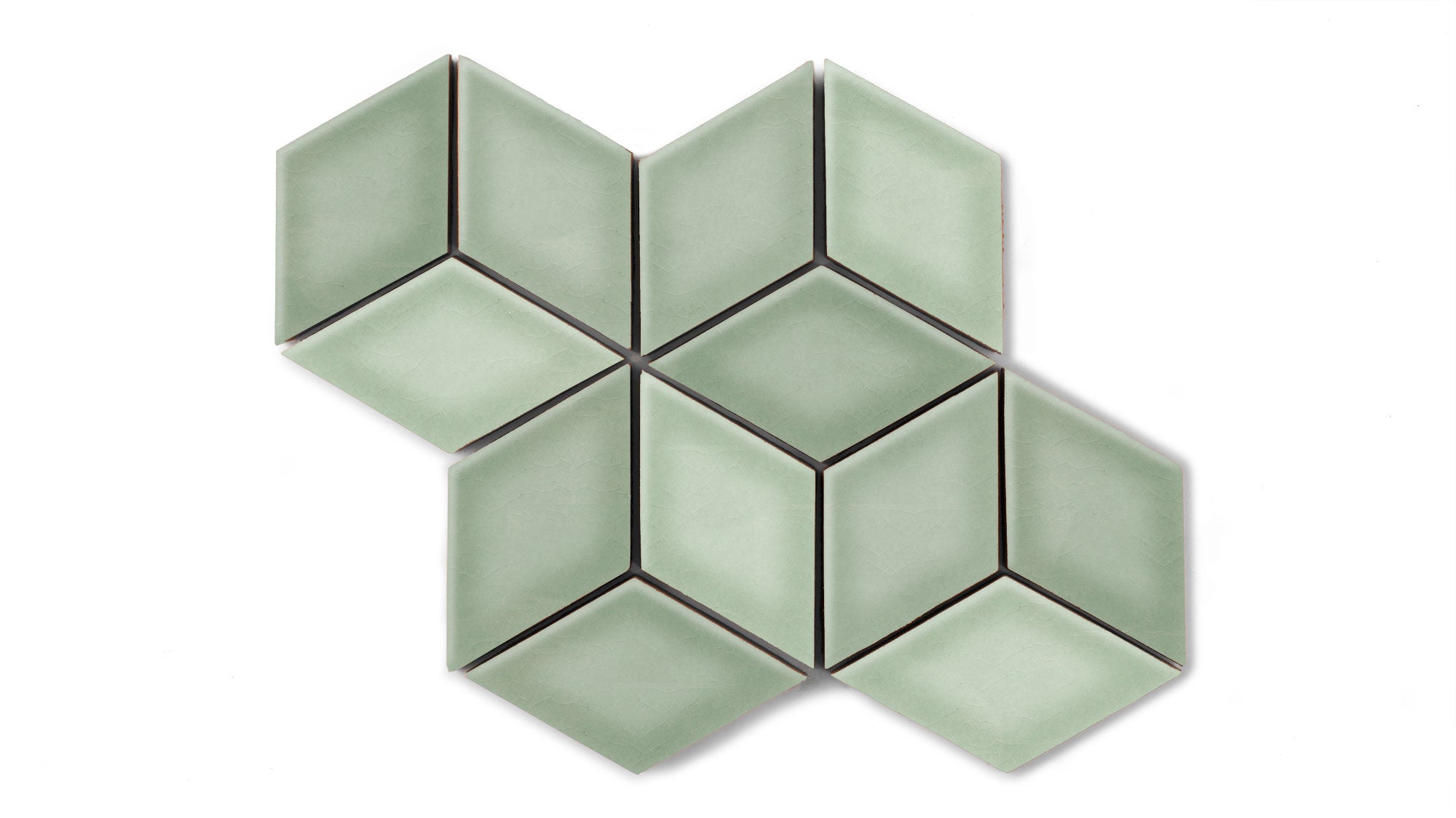 Small Diamond Sheeted - Escher Original Ceramic Mosaic Tile in Rosemary Gloss