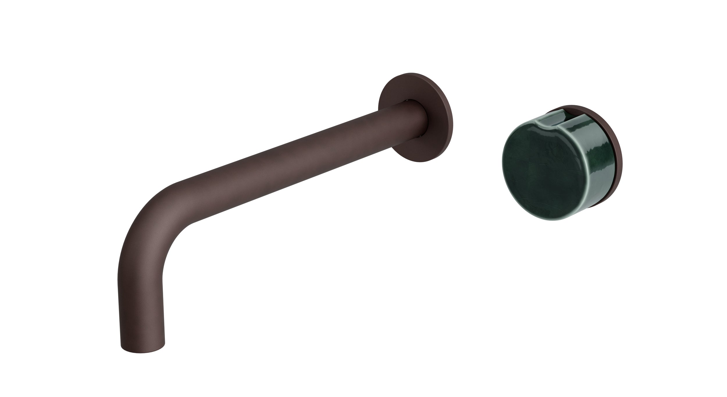 Foundry One Handle Wall Mount 7.5" Lavatory Faucet with Groove Ceramic Knob Handle in Architectural Copper