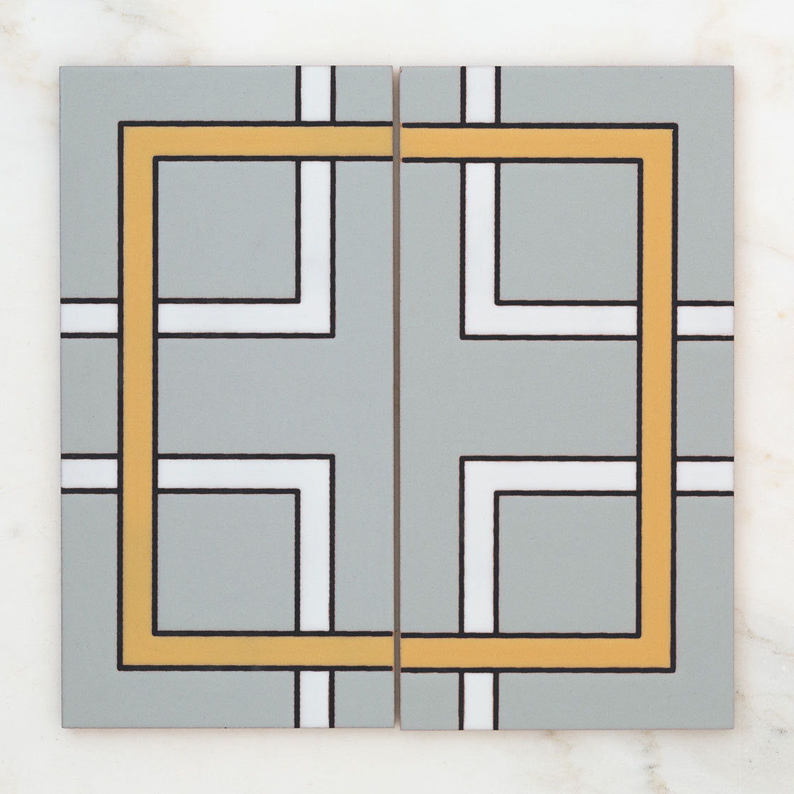 6x12 Handpainted Tile Charleston in Yellow Motif