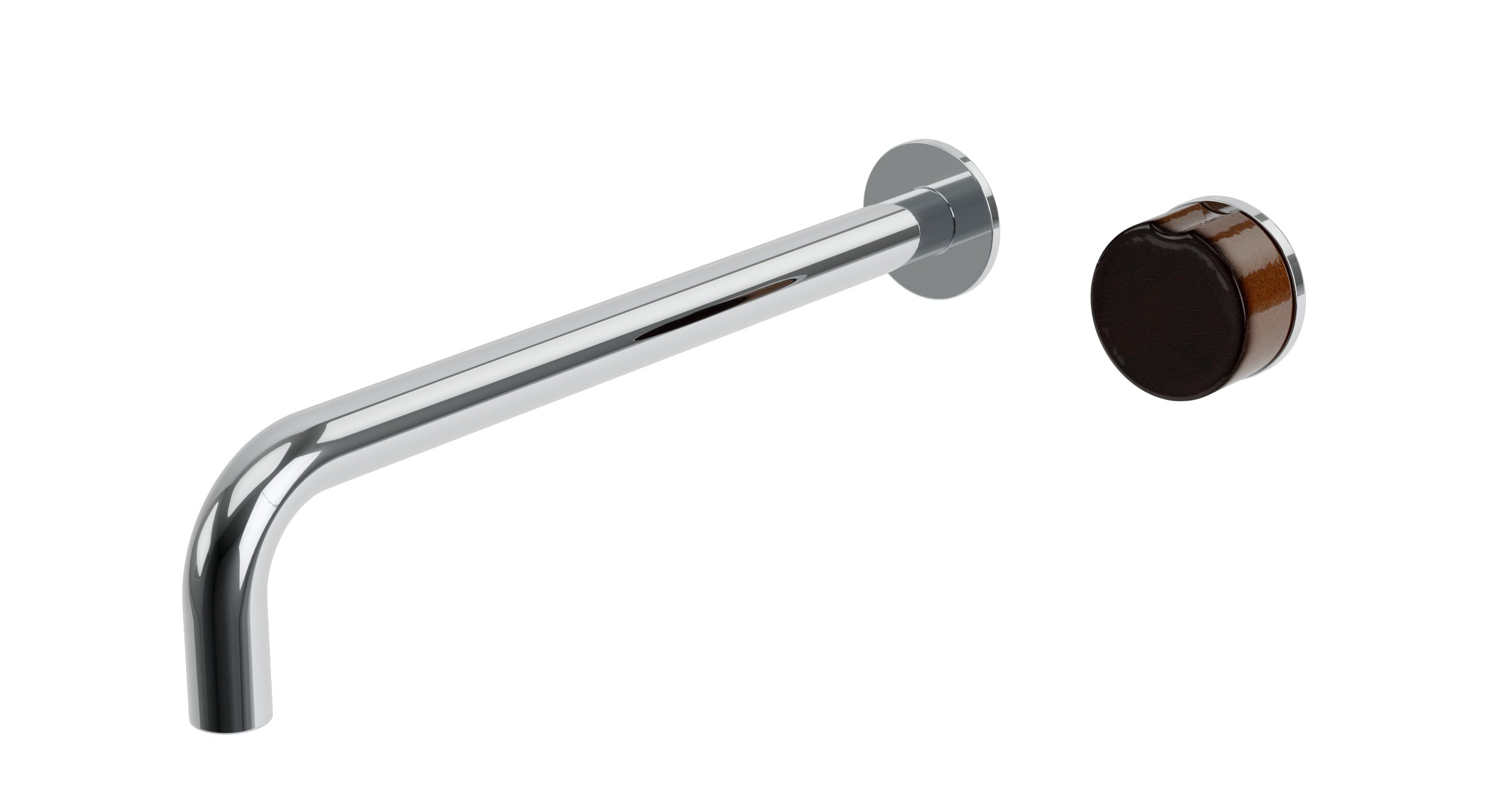 Foundry One Handle Wall Mount 12" Lavatory Faucet with Pebble Ceramic Knob Handle in Polished Chrome