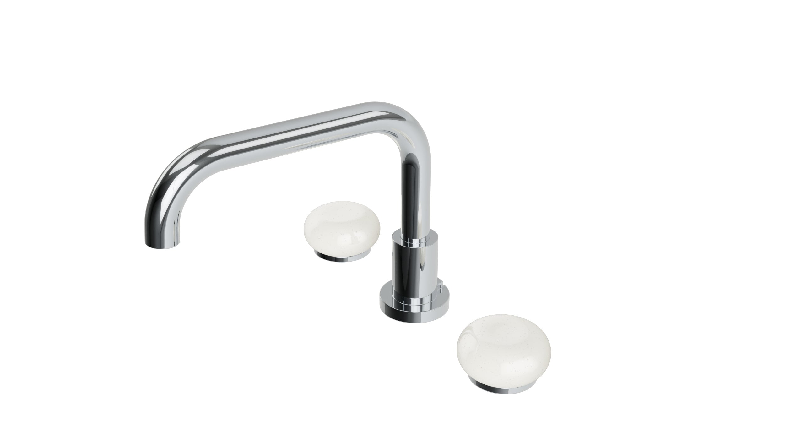 Foundry Two Handle Deck Mount Squaretop Bath Trim with Pebble Ceramic Knob Handles in Polished Chrome