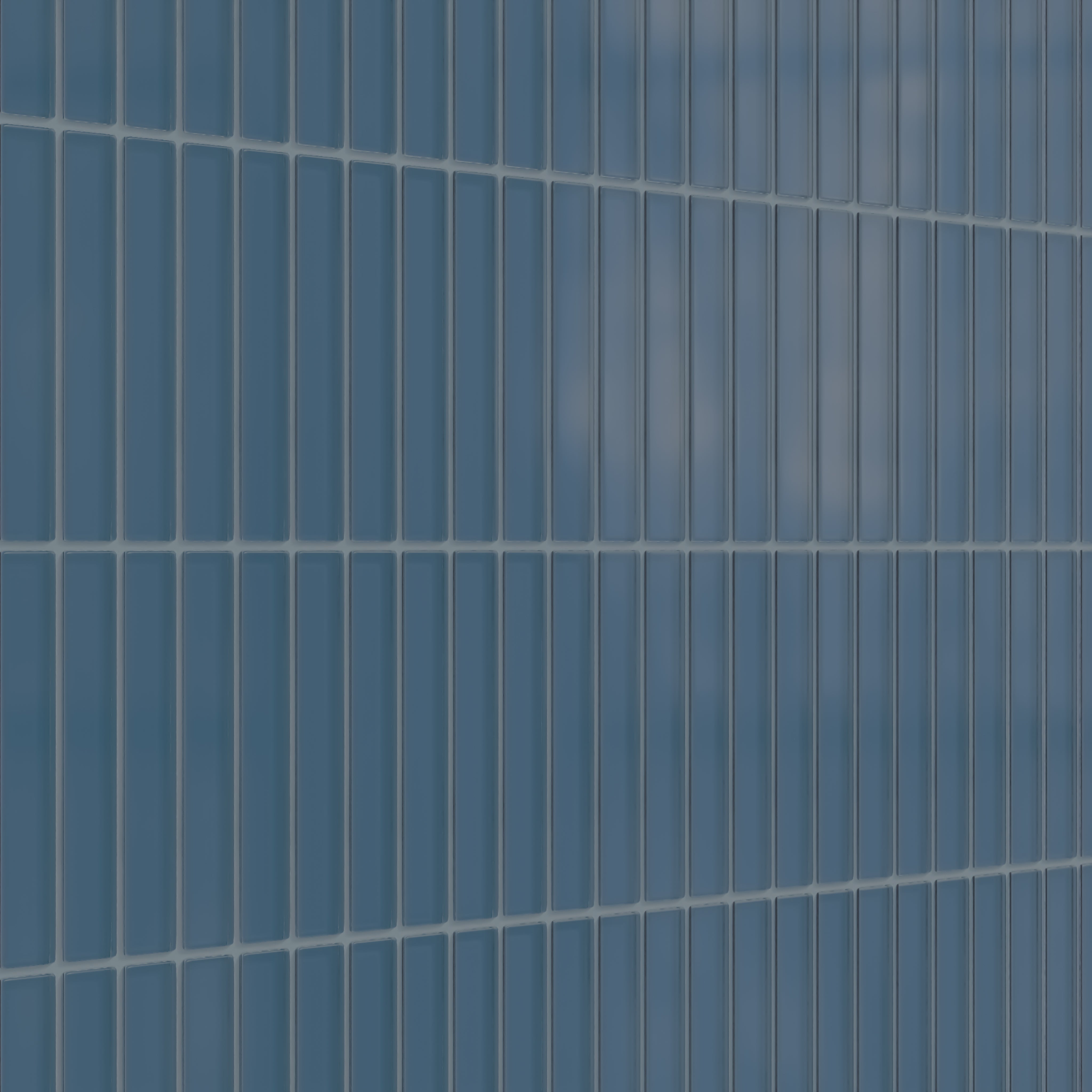 1x6 Straight Set Sheeted Glass Mosaic Tile in Blue Jay Matte