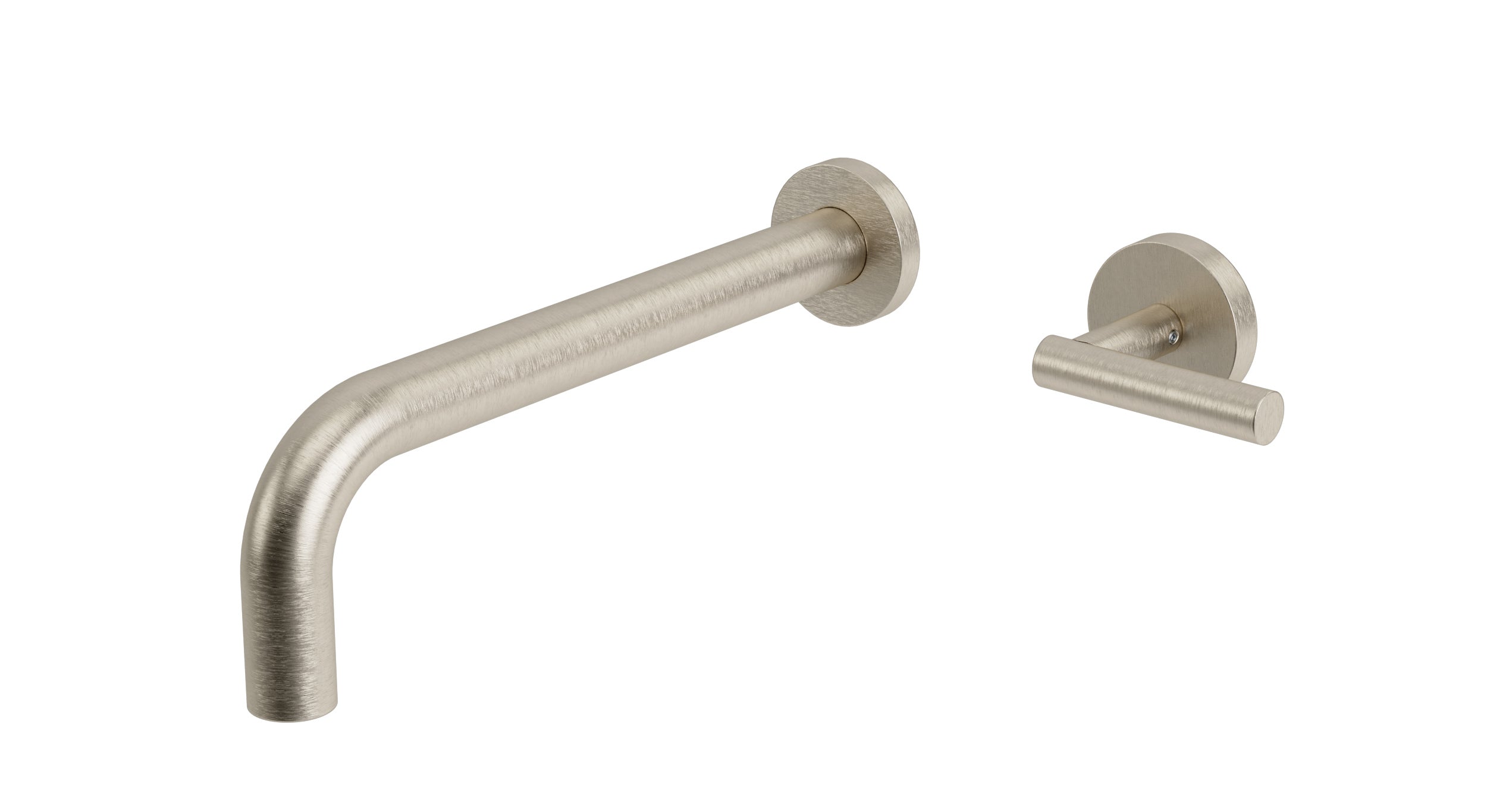 Contour One Handle Wall Mount 10" Lavatory Faucet with Soft Lever Handle in Satin Nickel
