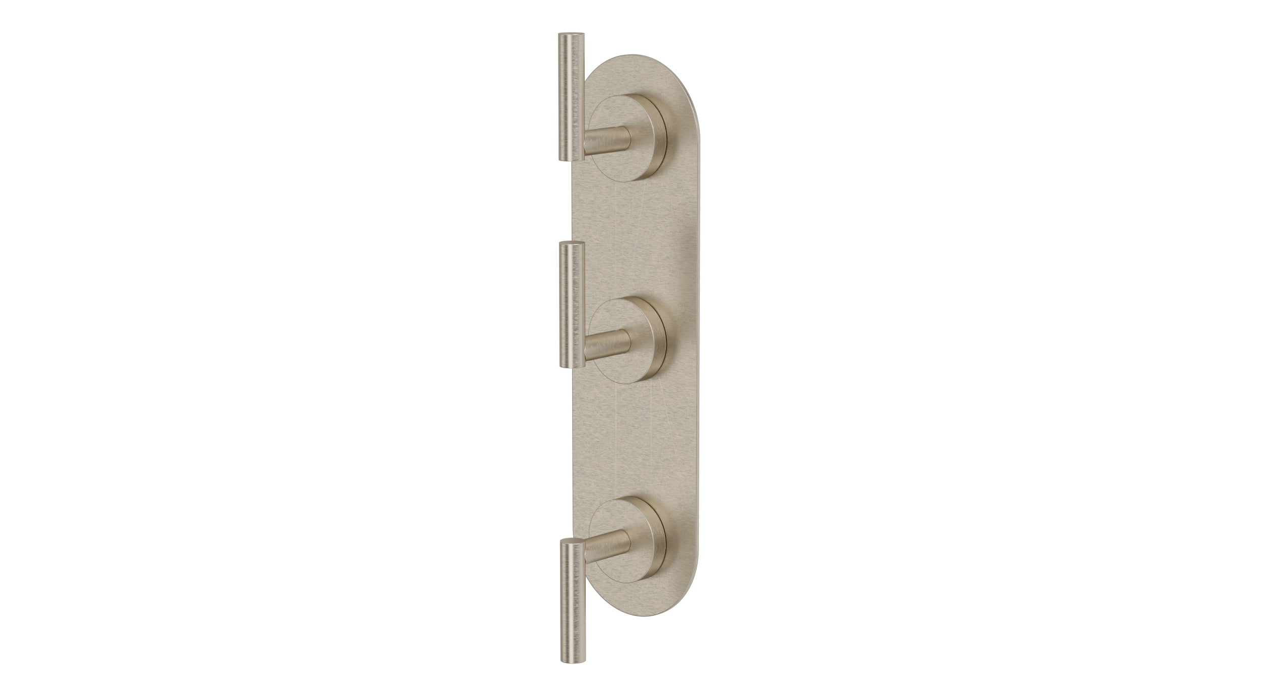 Contour Three Handle Wall Mount Shower Trim with Soft Lever Handles in Satin Nickel