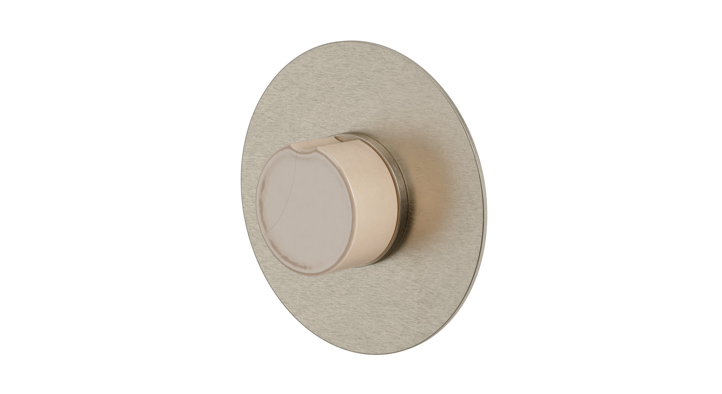 Foundry One Handle Wall Mount Shower Trim with Groove Ceramic Knob Handle in Satin Nickel