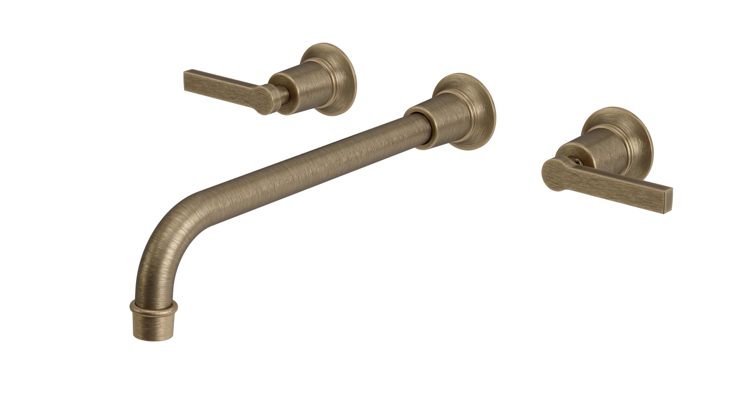 Emerson Two Handle Wall Mount 12" Lavatory Faucet with Classic Lever Handles in Antique Brass