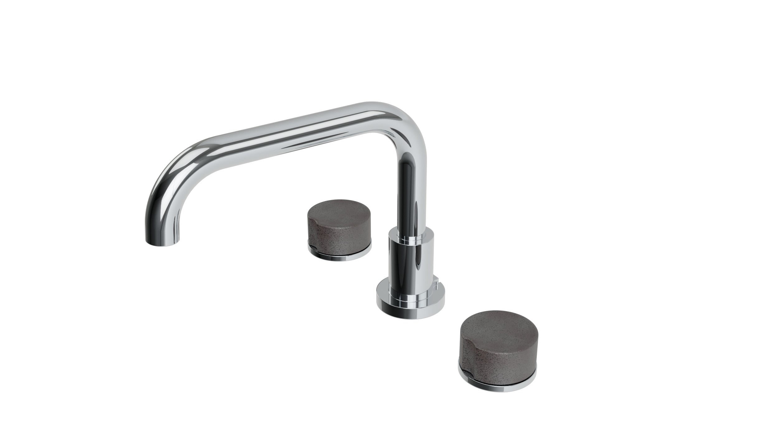 Foundry Two Handle Deck Mount Squaretop Bath Trim with Groove Ceramic Knob Handles in Polished Chrome