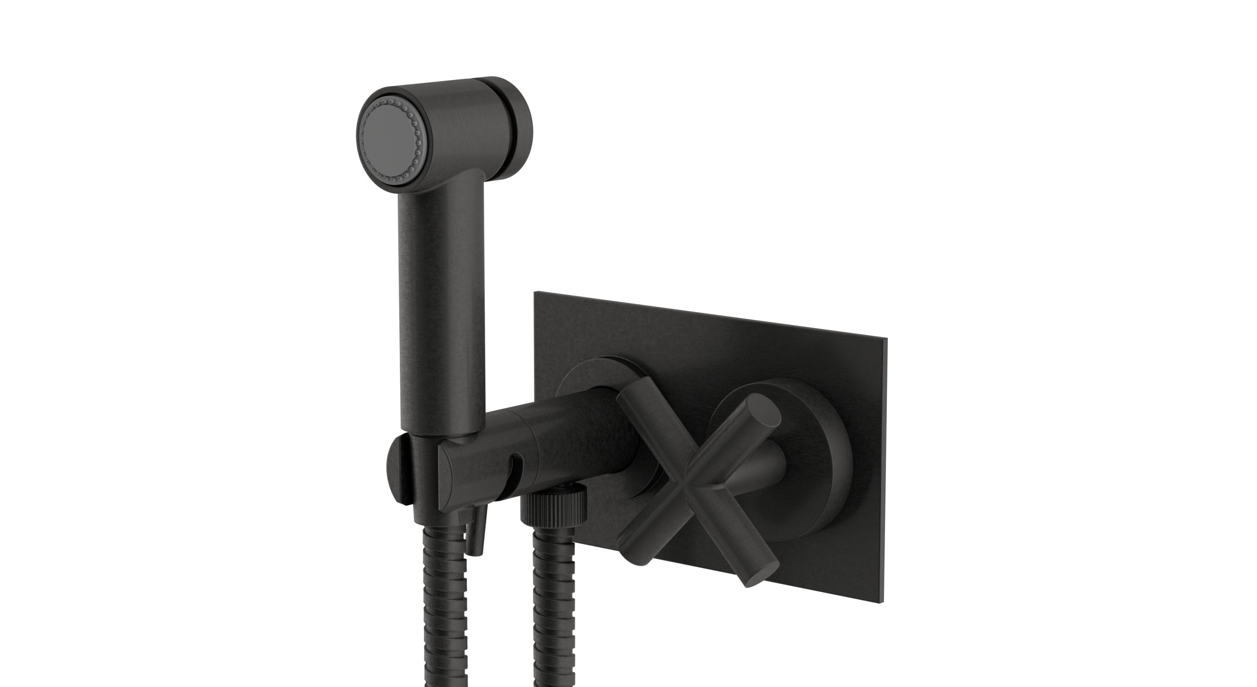 Contour One Handle Wall Mount Bidet Trim with Soft Cross Handle in Blackened Nickel