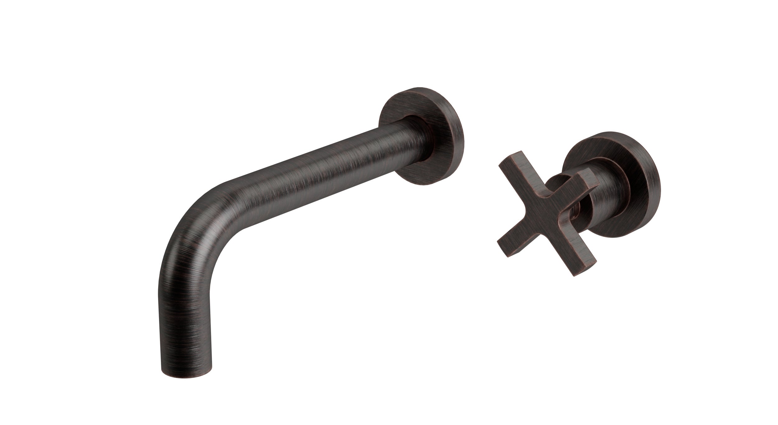 Flatiron One Handle Wall Mount 7.5" Lavatory Faucet with Linear Cross Handle in Antique Bronze