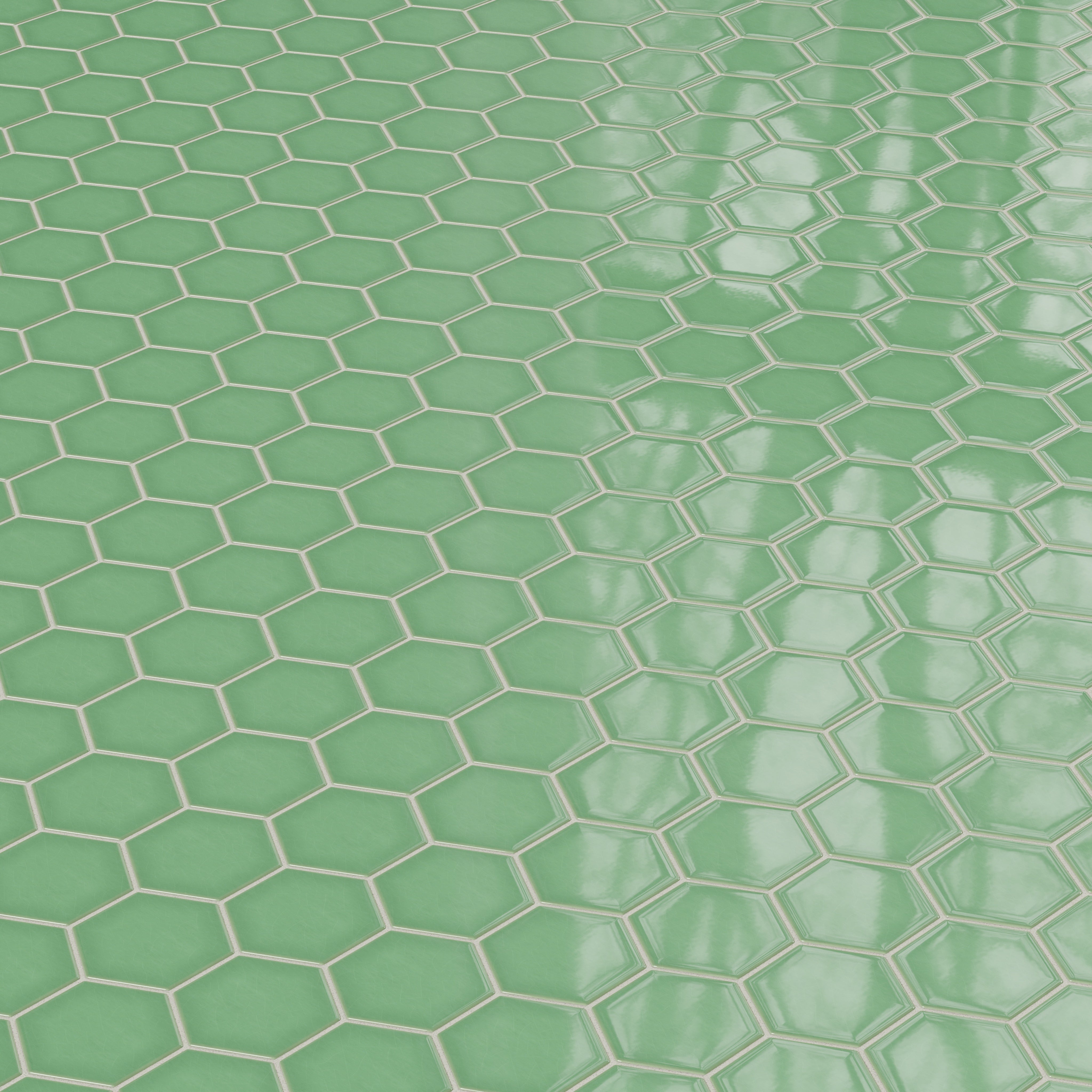 4" Hexagon Original Ceramic Tile in Sea Green Gloss