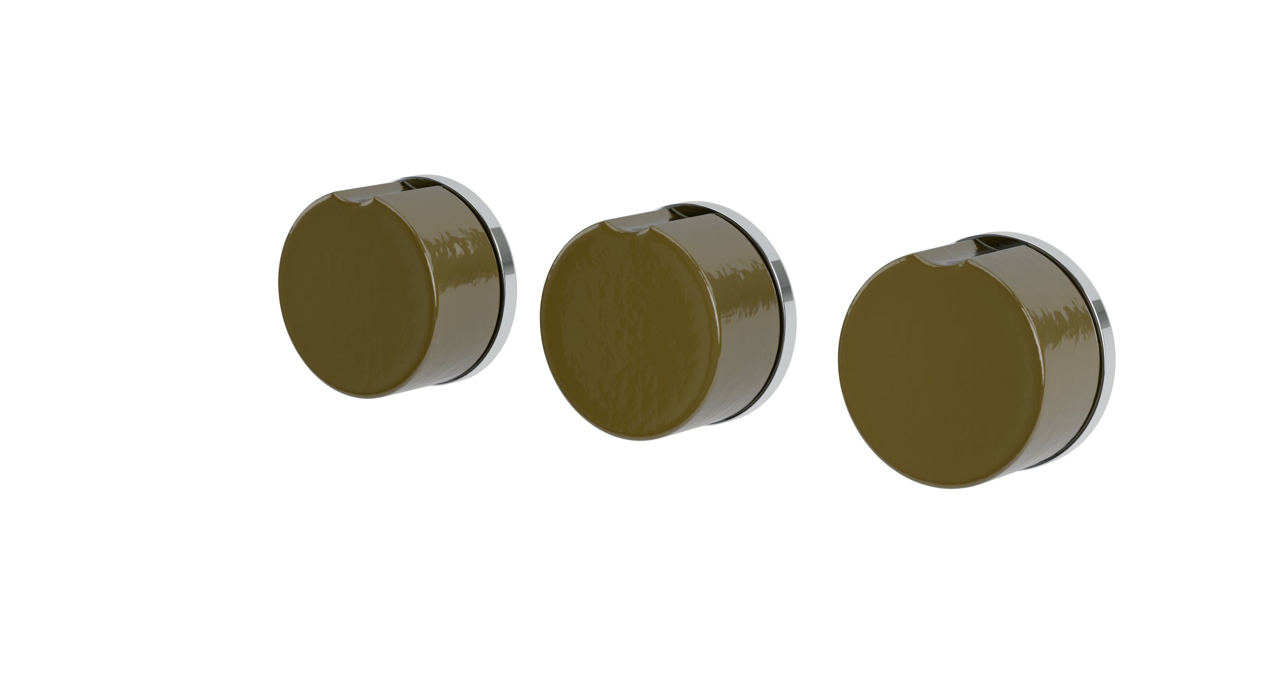 Foundry Three Handle Wall Mount Bath Trim with Diverter/Volume Control and Groove Ceramic Knob Handles in Polished Chrome