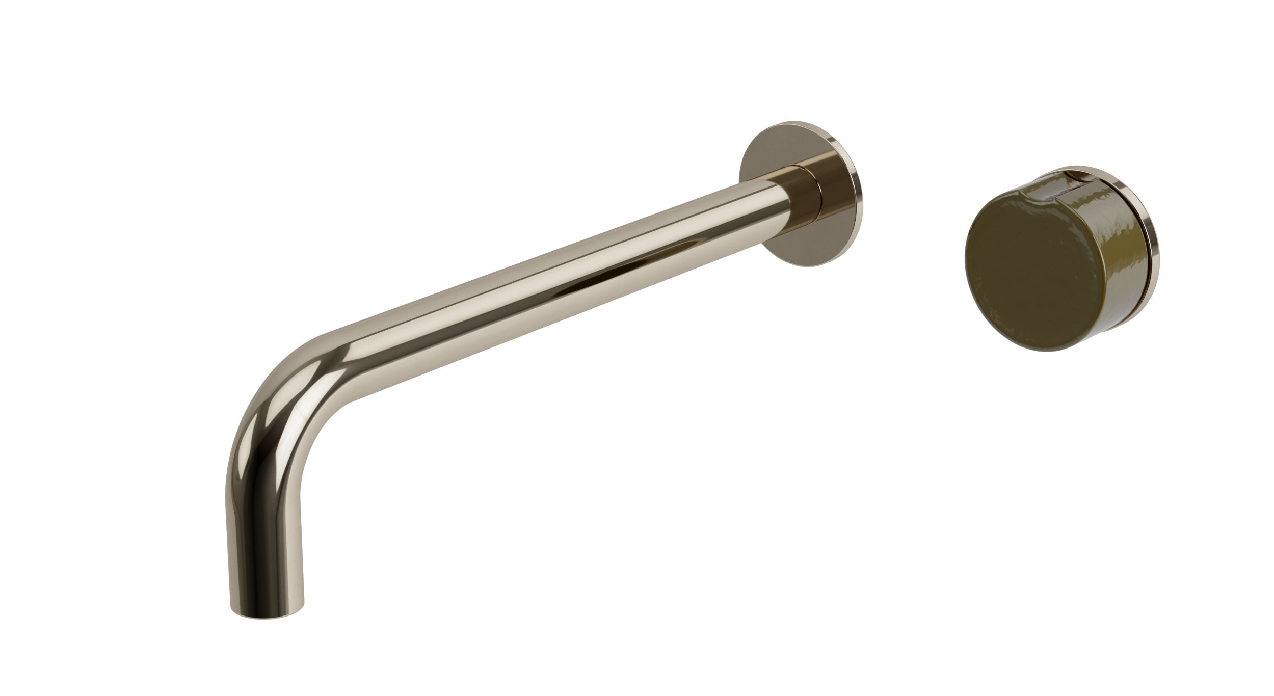 Foundry One Handle Wall Mount 10" Lavatory Faucet with Groove Ceramic Knob Handle in Polished Nickel