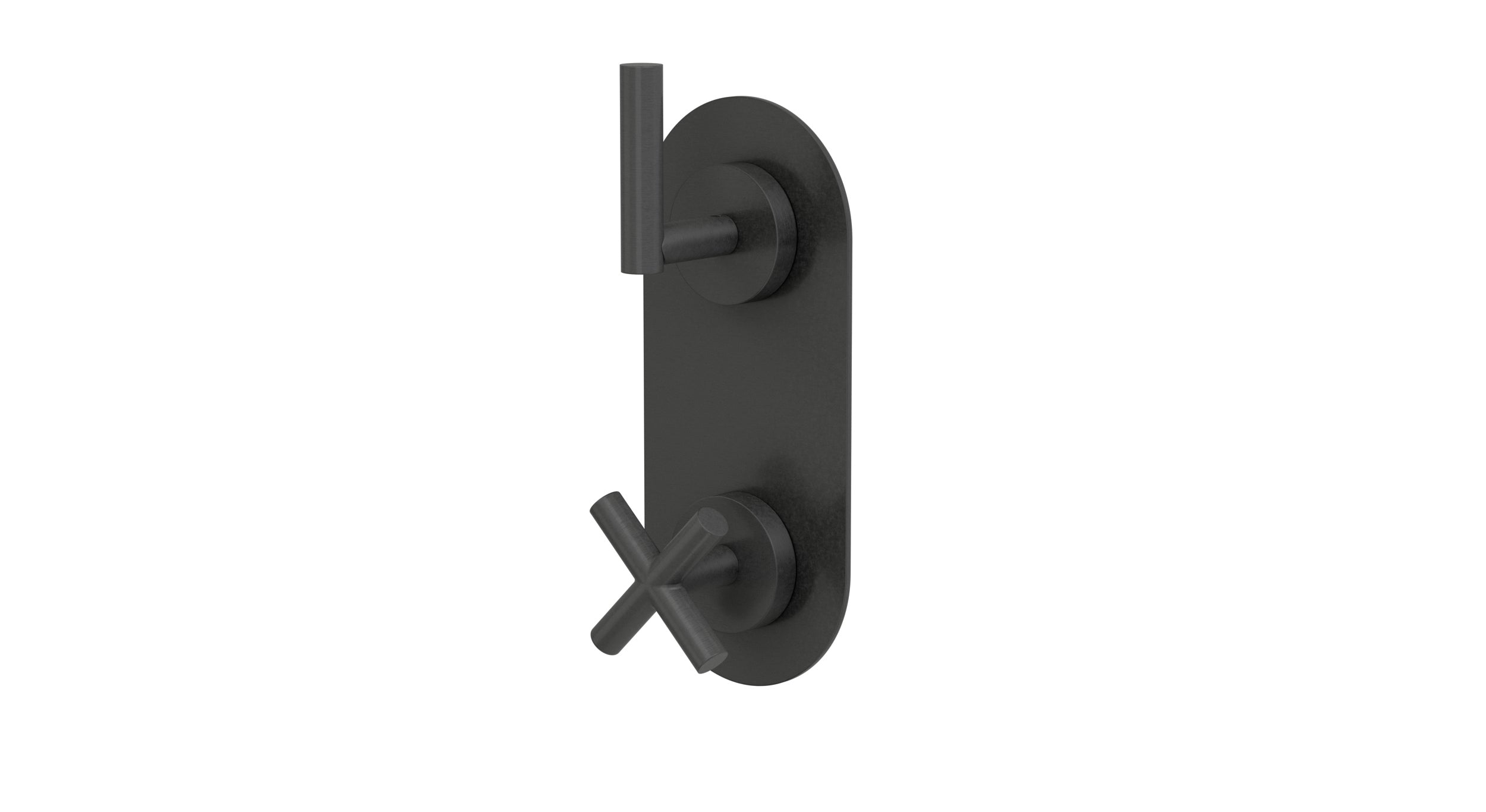 Contour Two Handle Wall Mount Shower Trim with Soft Cross/Soft Lever Handles in Blackened Nickel