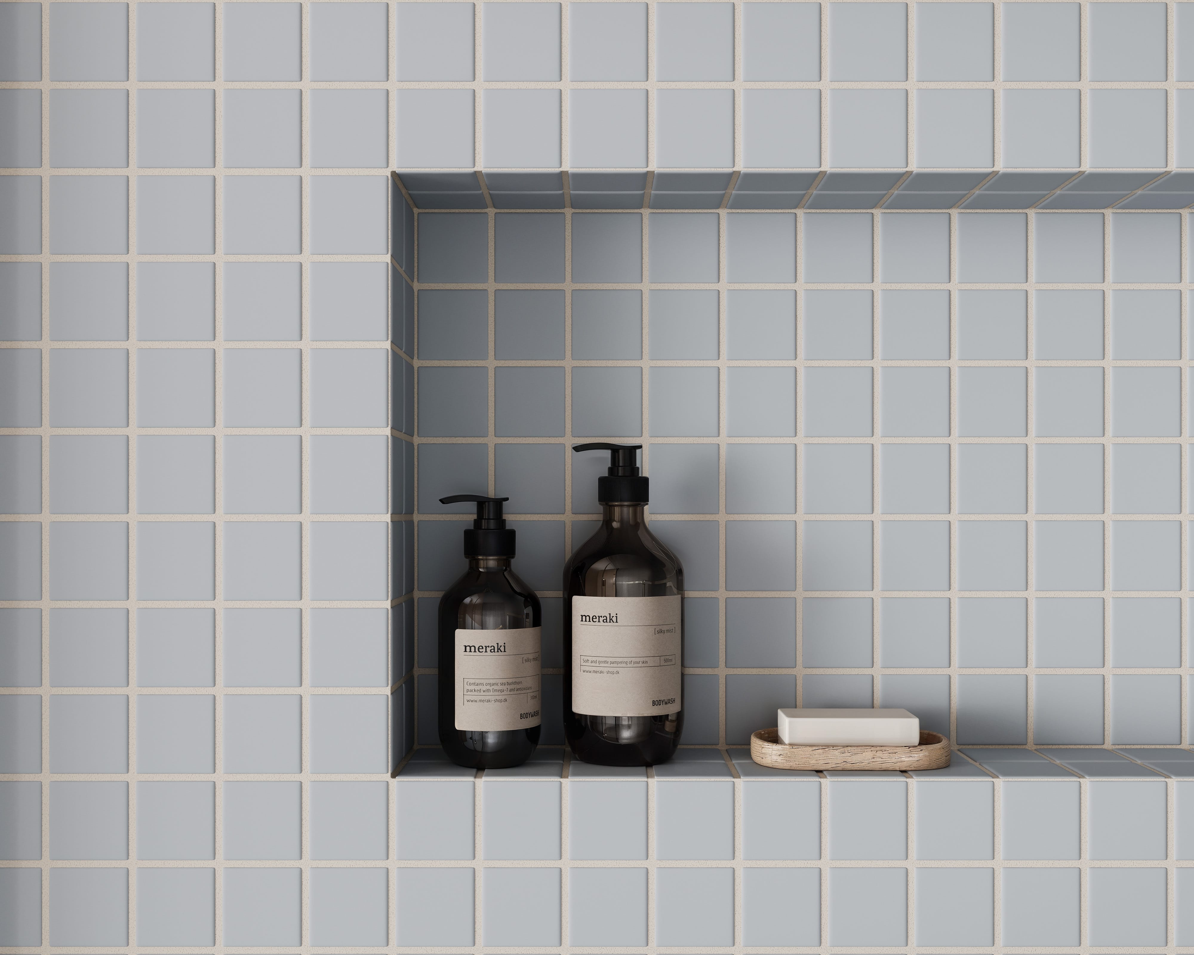 2x2 Straight Set Sheeted Natural Press Ceramic Mosaic Tile in Alberta Blue Matte