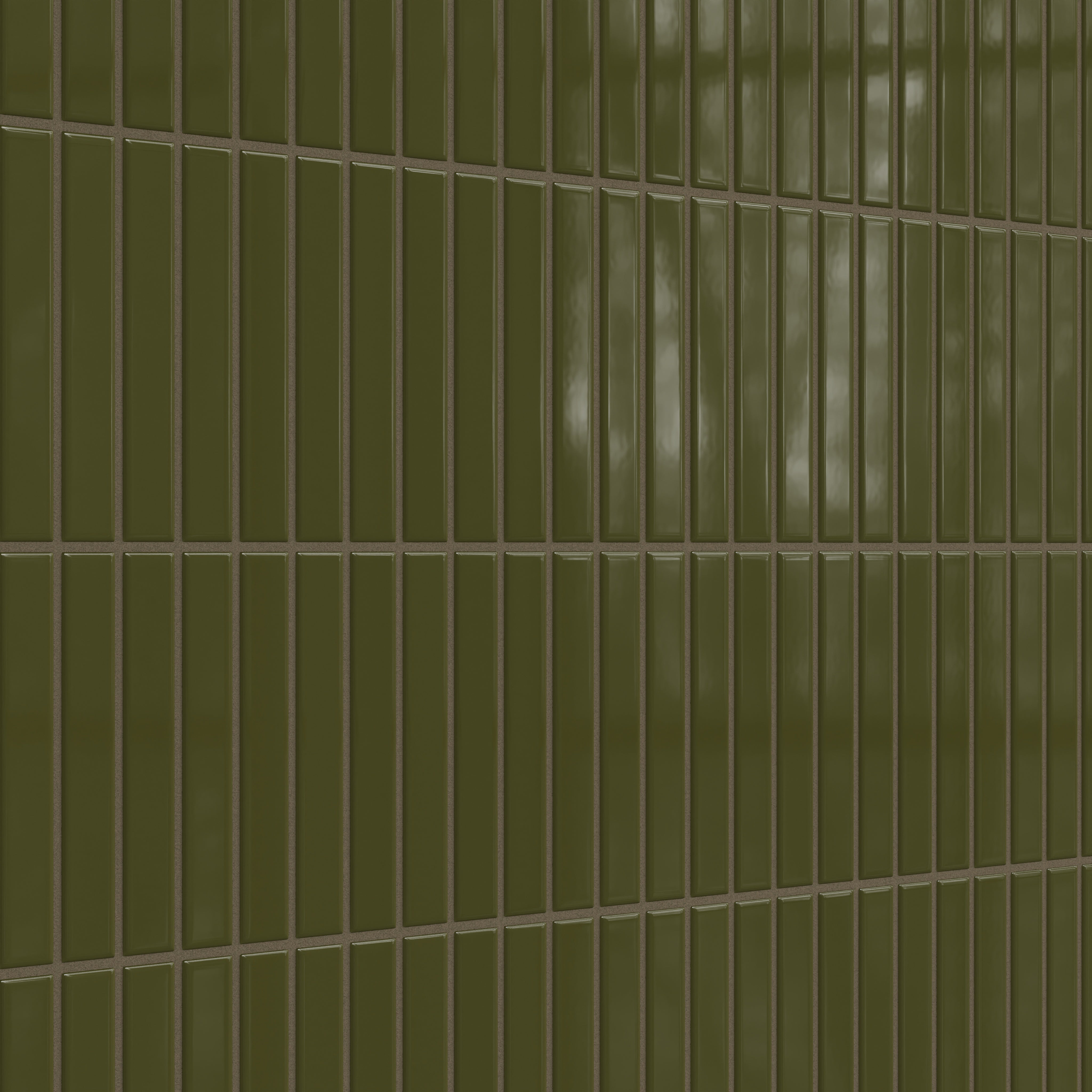 1x6 Straight Set Sheeted Original Ceramic Mosaic Tile in Bonsai Gloss