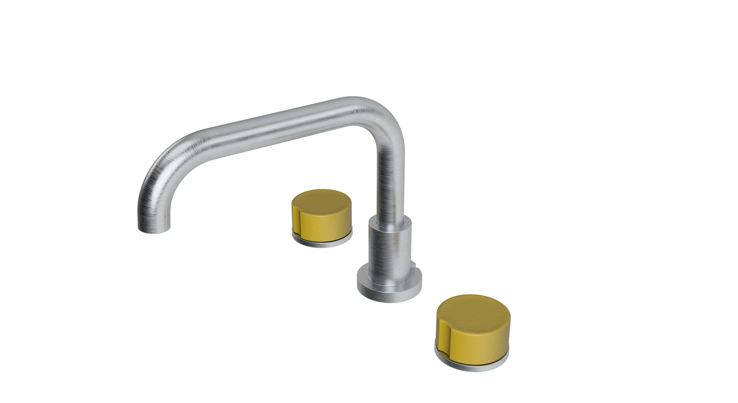Foundry Two Handle Deck Mount Squaretop Bath Trim with Groove Ceramic Knob Handles in Satin Chrome