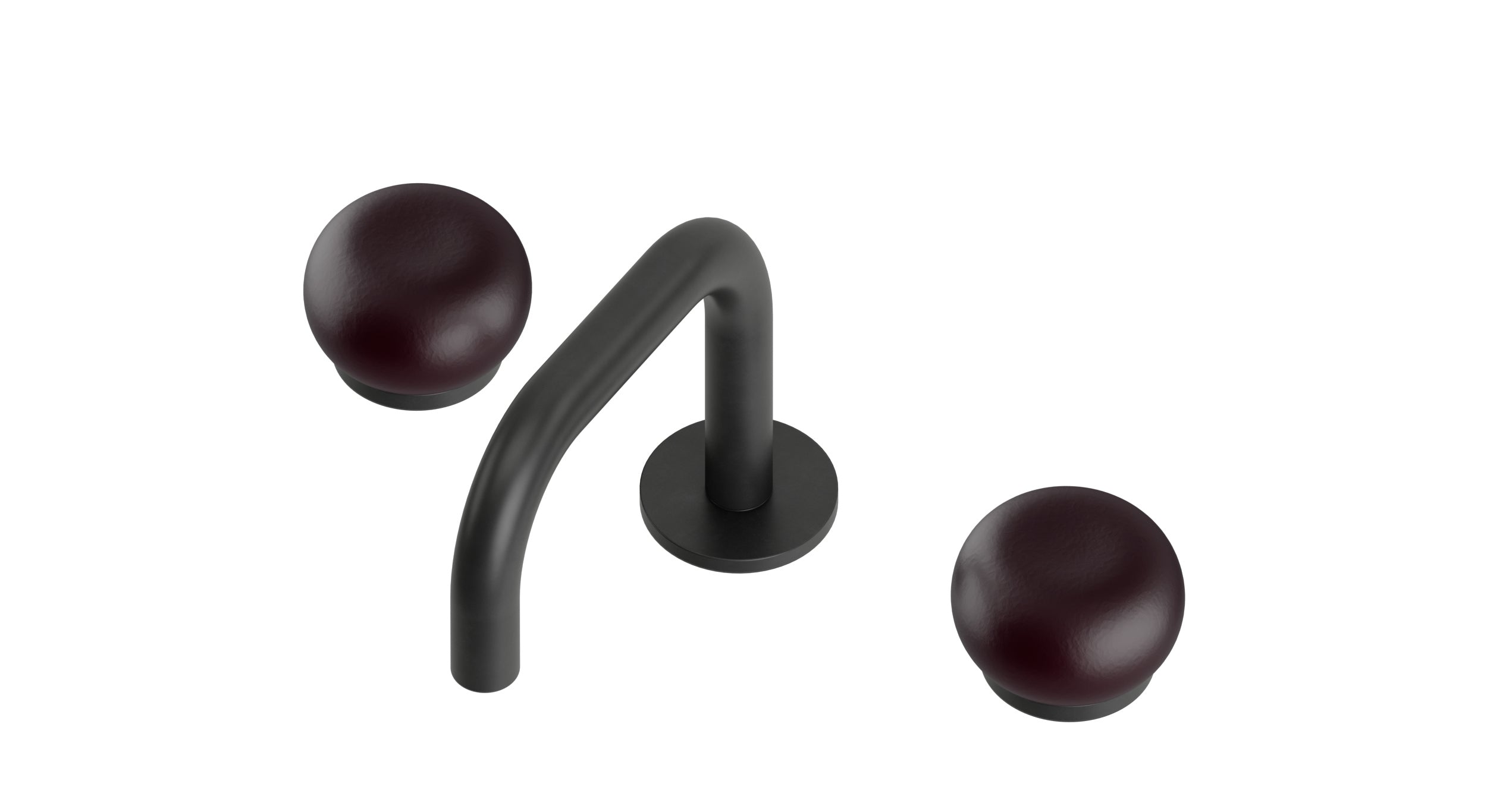 Foundry Two Handle Deck Mount Squaretop Lavatory Faucet with Pebble Ceramic Knob Handles in Oil Rubbed Bronze