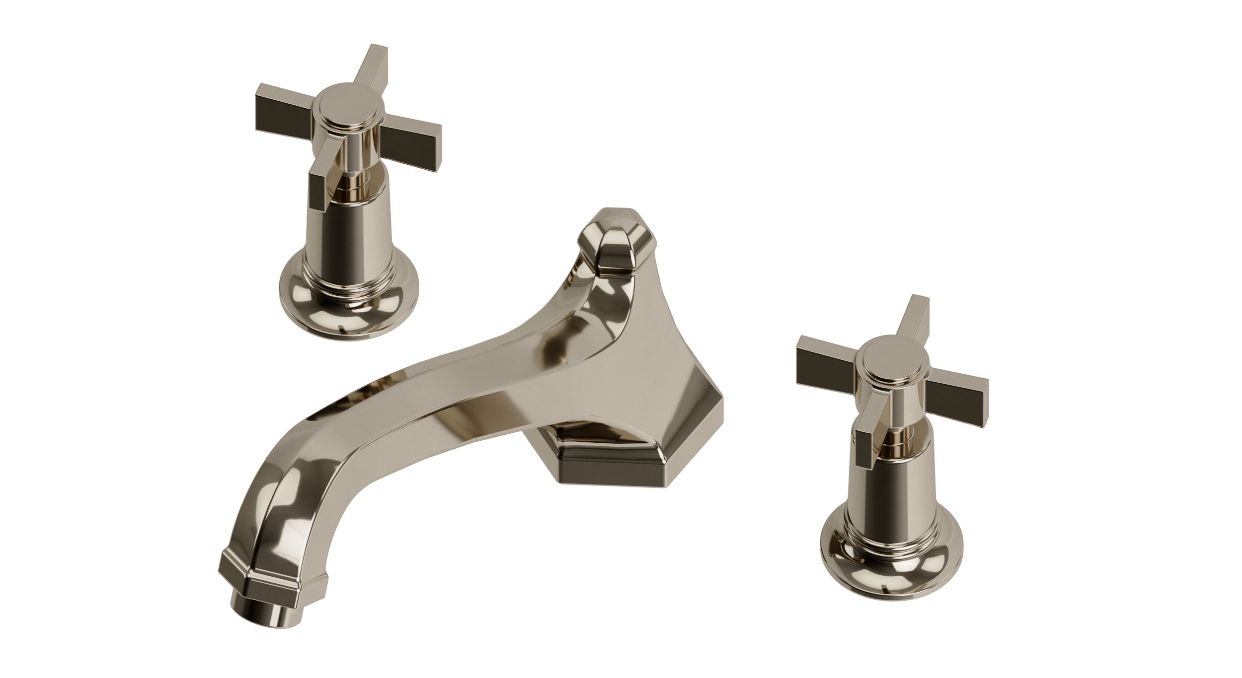 Emerson Two Handle Deck Mount Low Hexagon Bath Trim with Defined Cross Handles