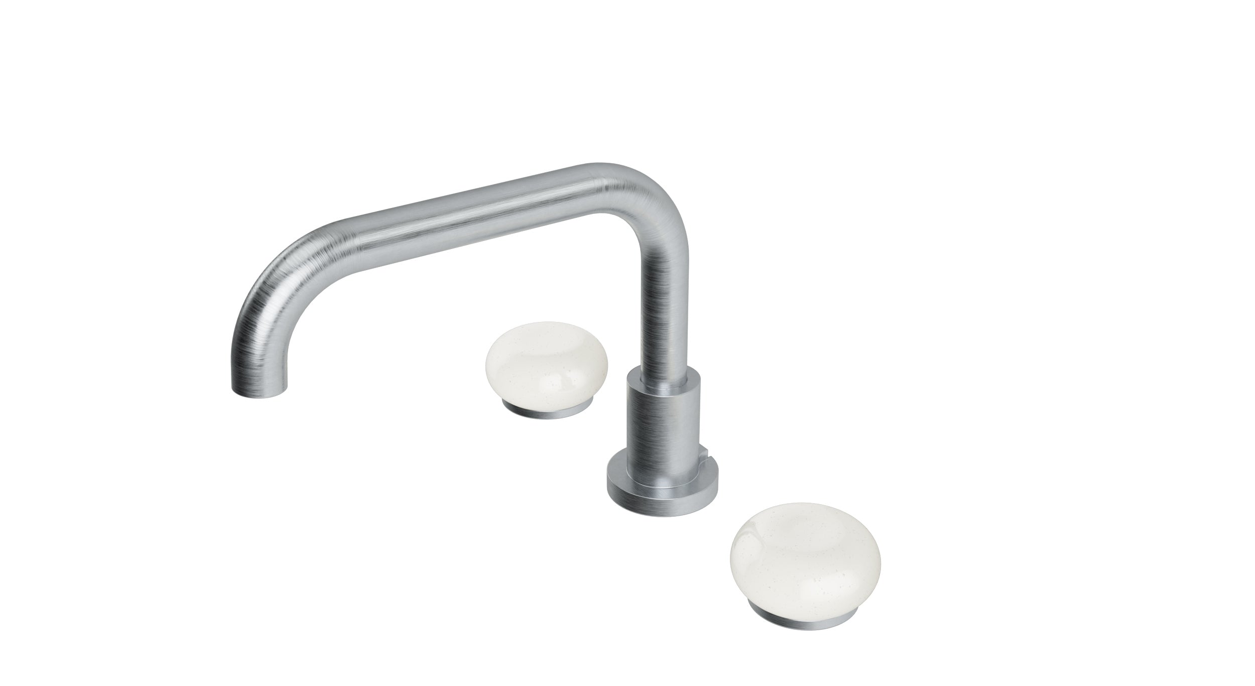 Foundry Two Handle Deck Mount Squaretop Bath Trim with Pebble Ceramic Knob Handles in Satin Chrome