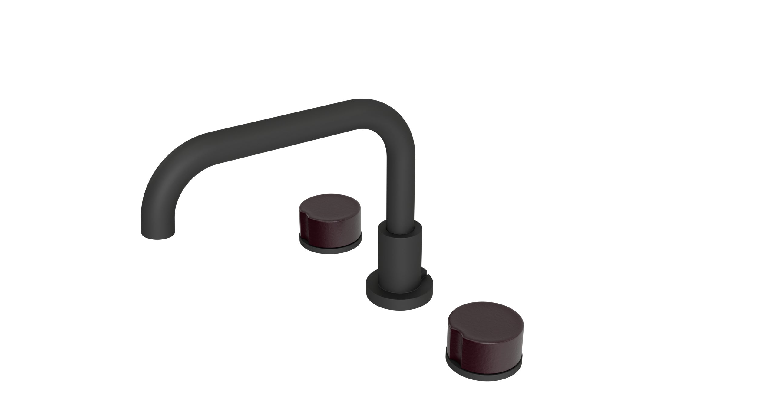 Foundry Two Handle Deck Mount Squaretop Bath Trim with Groove Ceramic Knob Handles in Matte Black