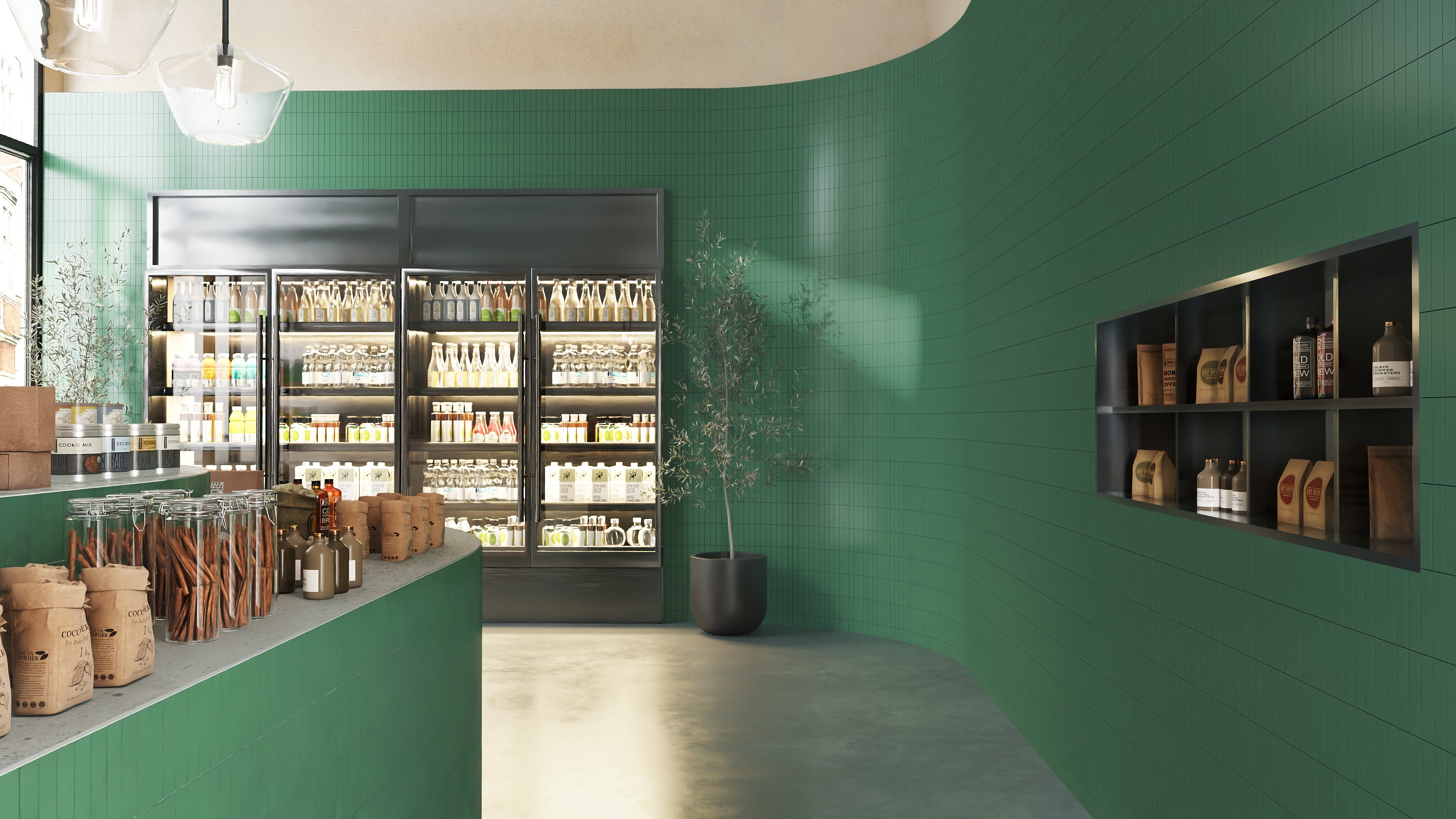 2x8 Natural Press Ceramic Tile in Viridian Matte