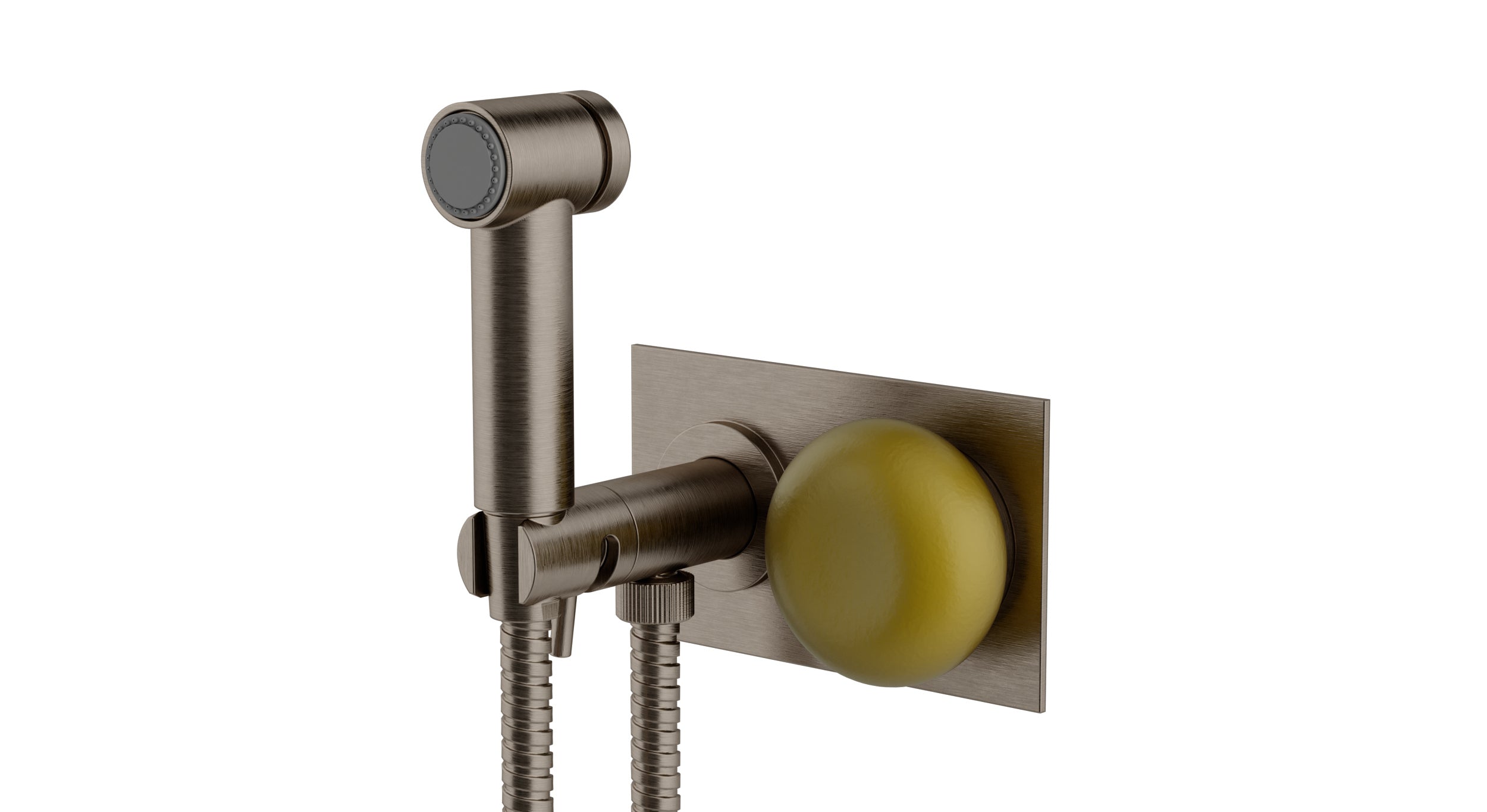Foundry One Handle Wall Mount Bidet Trim with Pebble Ceramic Knob Handle in Antique Nickel