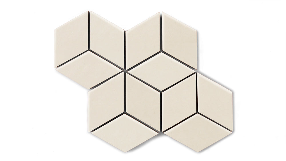 Small Diamond Sheeted - Escher Original Ceramic Mosaic Tile in Ivory Matte