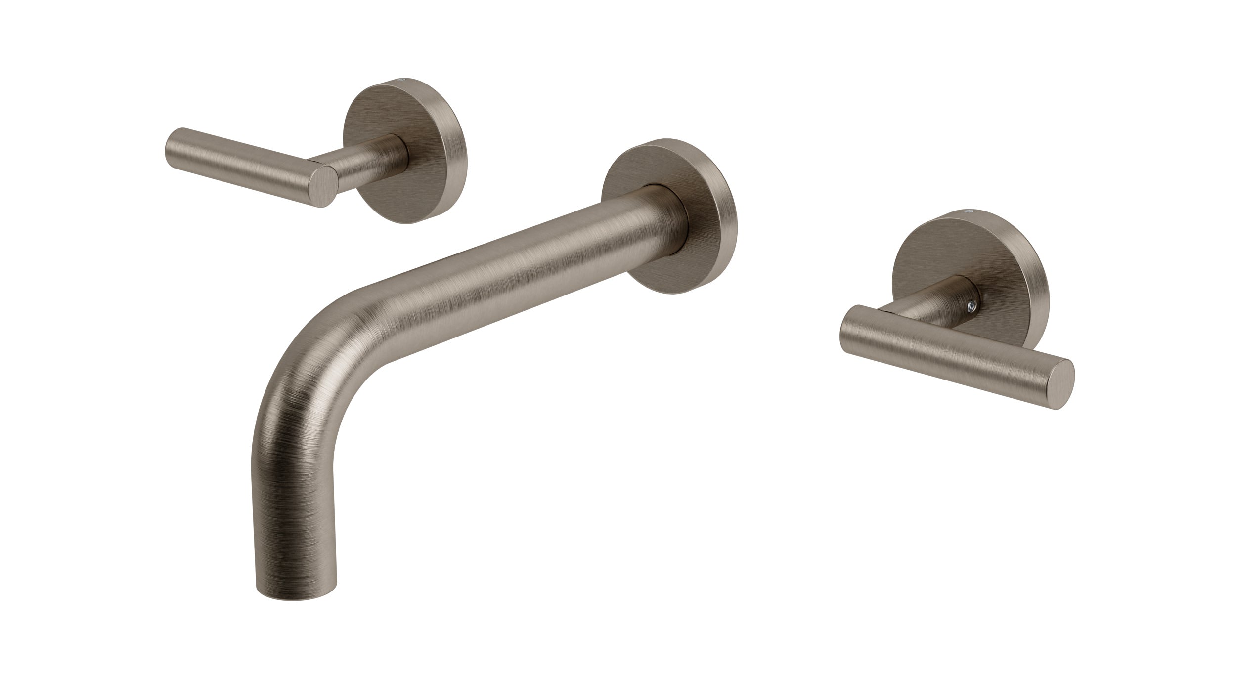 Contour Two Handle Wall Mount 7.5" Lavatory Faucet with Soft Lever Handles in Antique Nickel