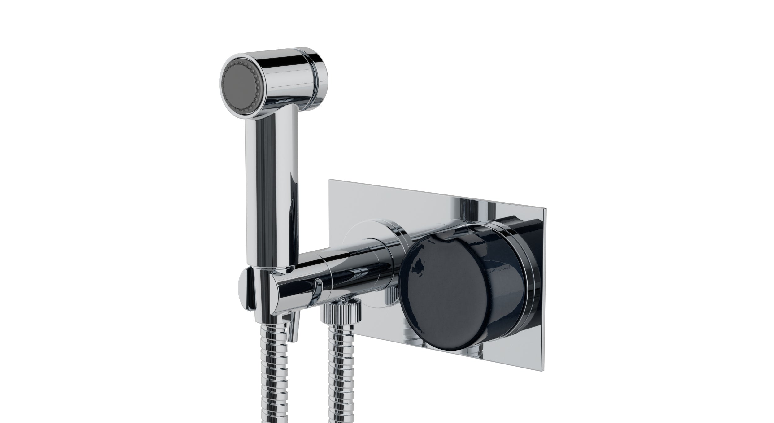 Foundry One Handle Wall Mount Bidet Trim with Groove Ceramic Knob Handle in Polished Chrome