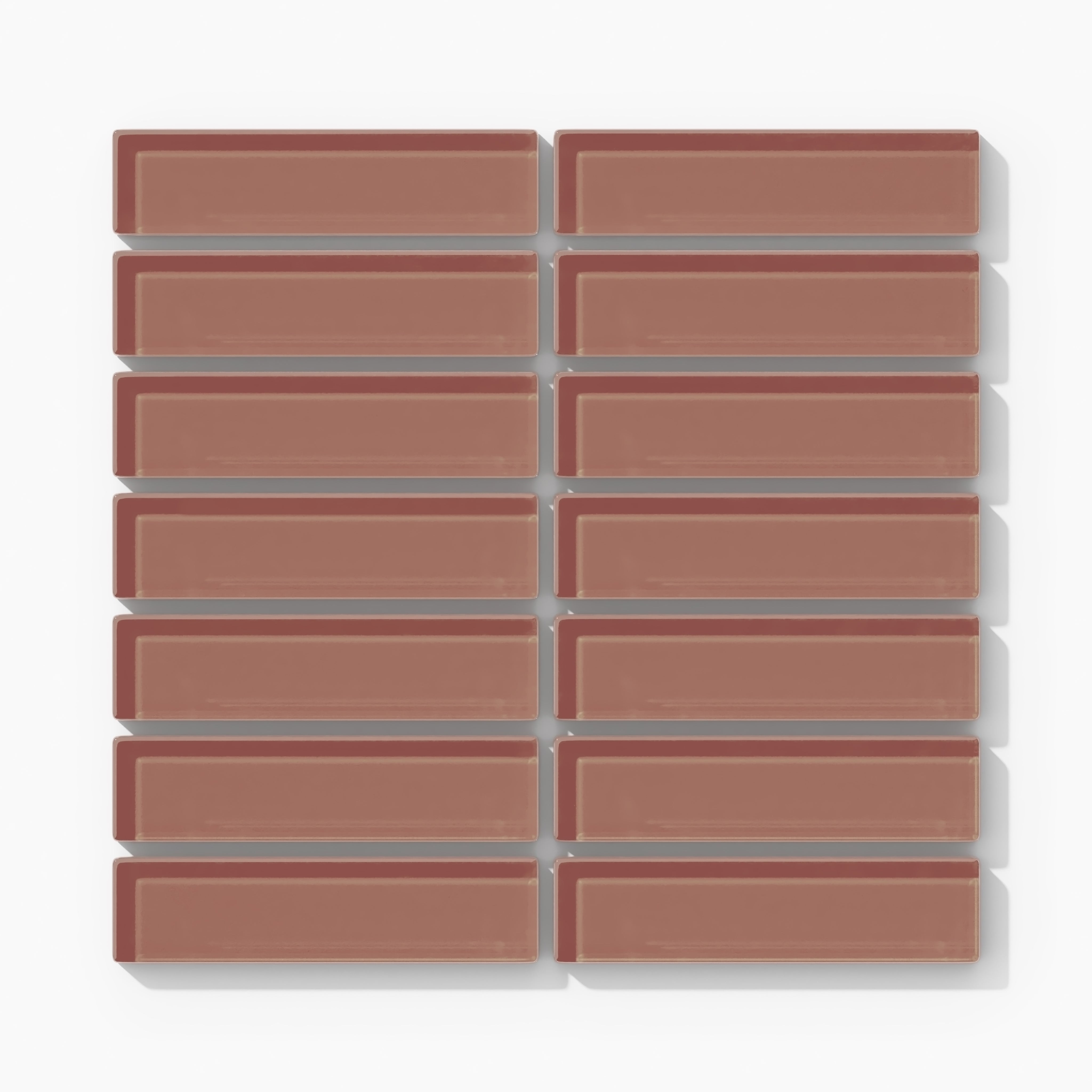 1x4 Straight Set Sheeted Glass Mosaic Tile in Flicker Gloss