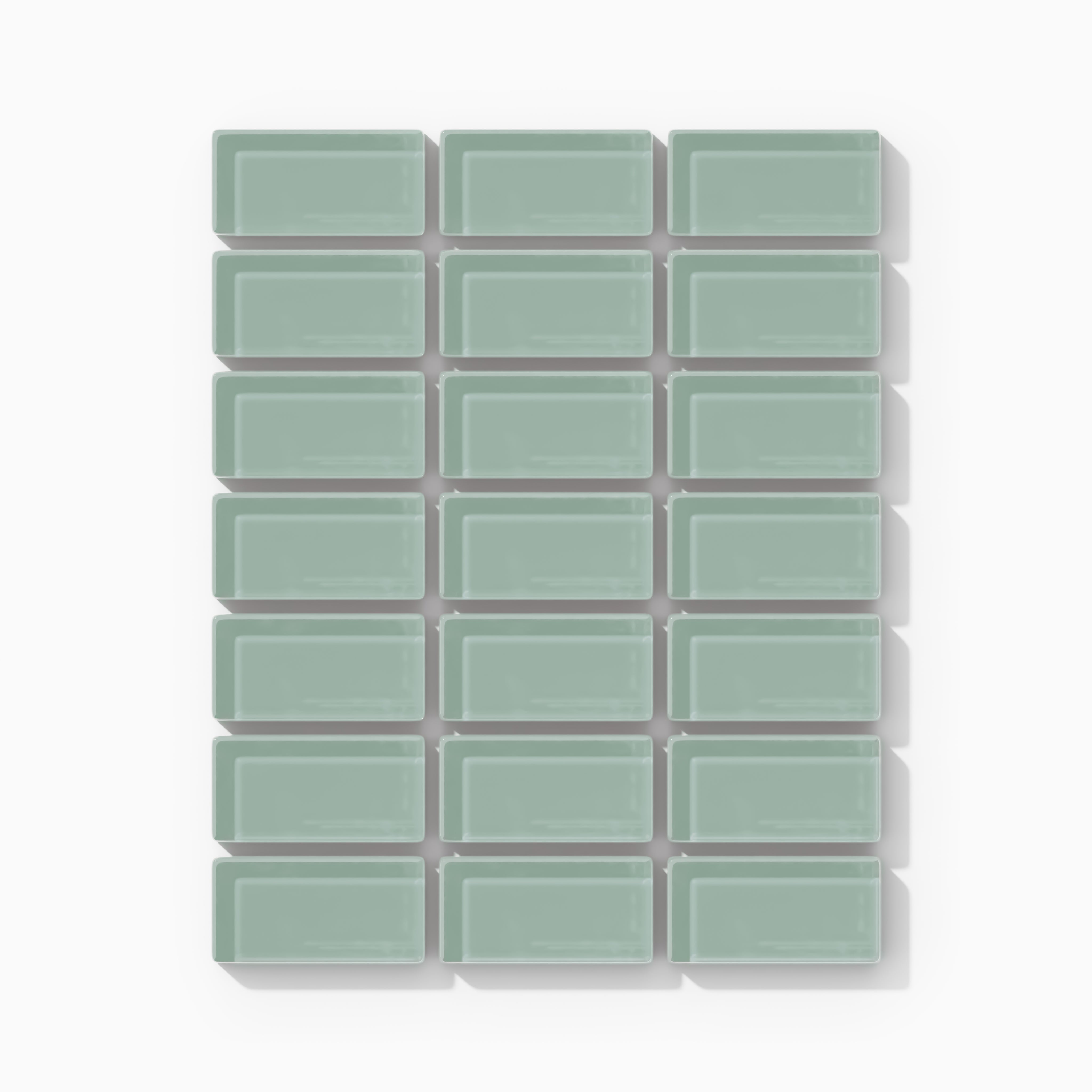 1x2 Straight Set Sheeted Glass Mosaic Tile in Kingfisher Gloss