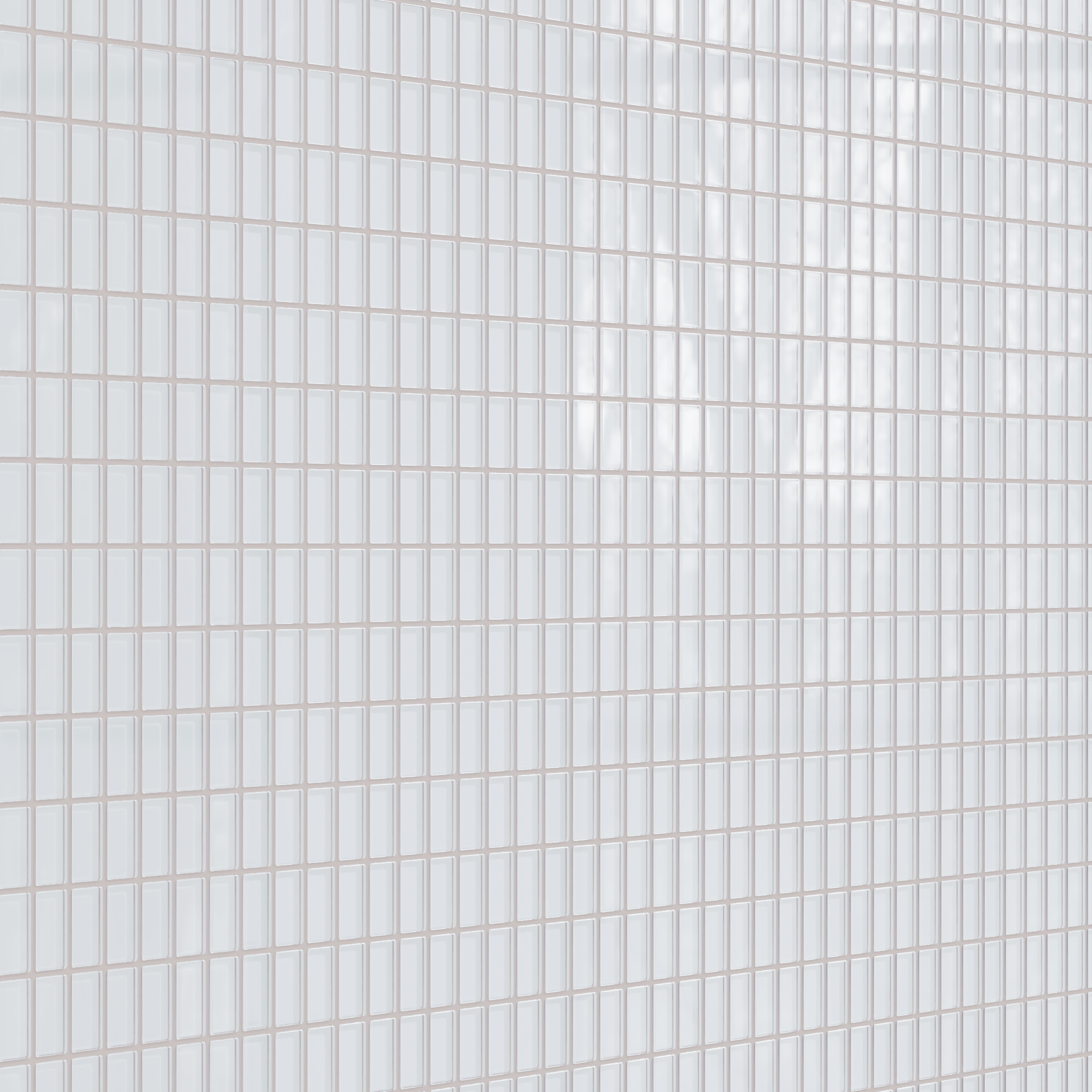 1x2 Straight Set Sheeted Glass Mosaic Tile in Snowy Owl Gloss