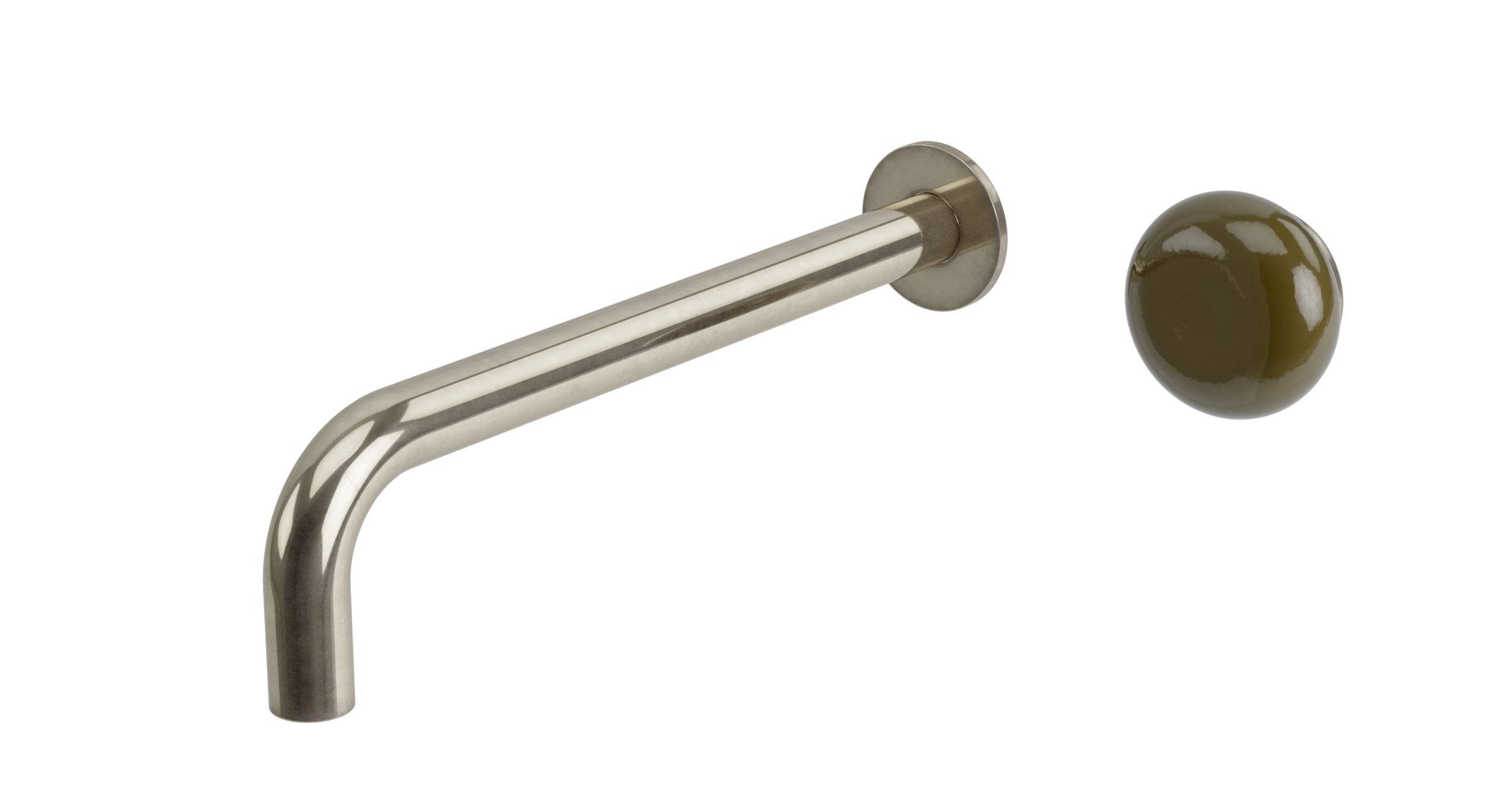 Foundry One Handle Wall Mount 10" Lavatory Faucet with Pebble Ceramic Knob Handle in French Nickel
