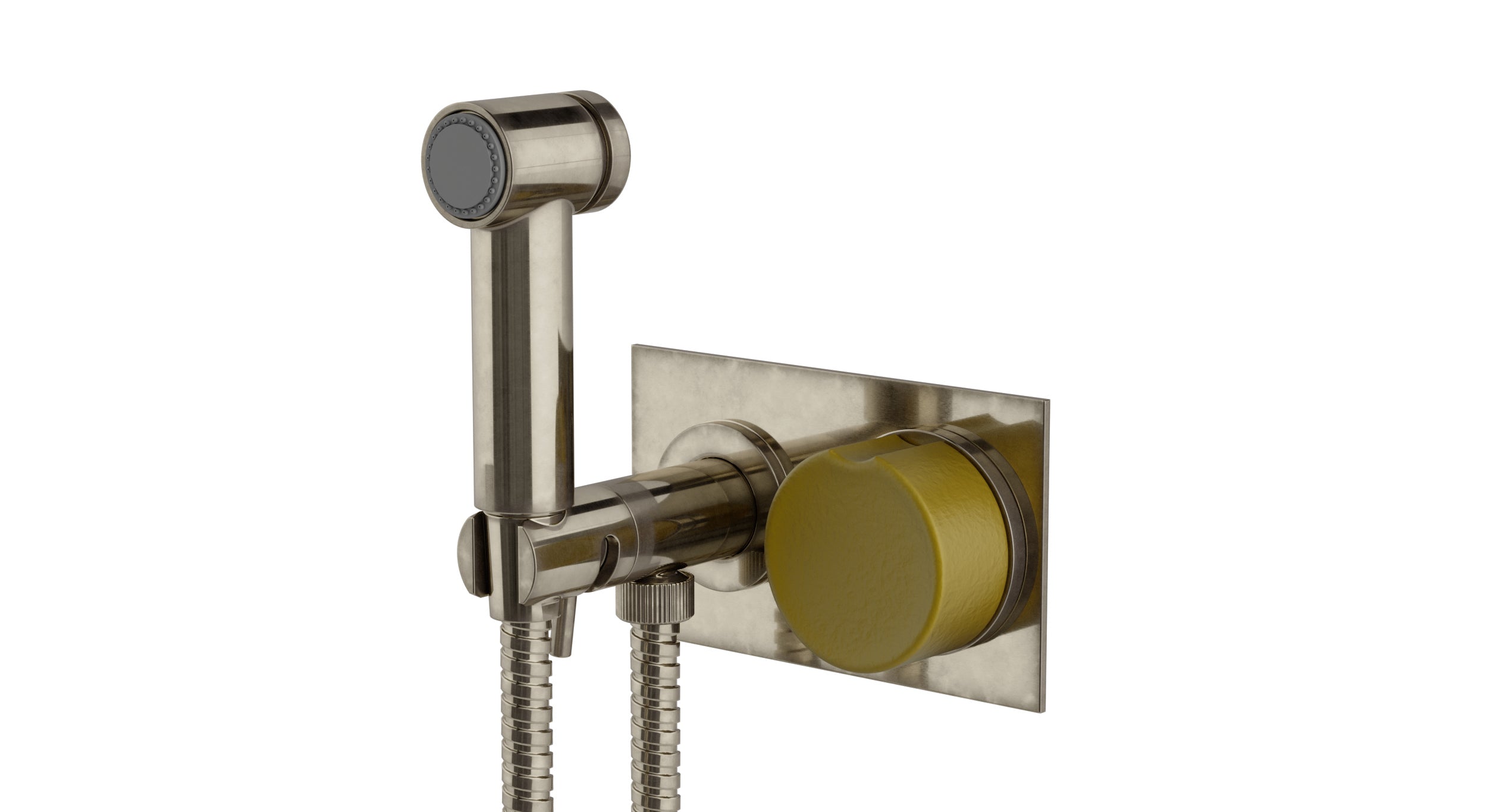 Foundry One Handle Wall Mount Bidet Trim with Groove Ceramic Knob Handle in French Nickel