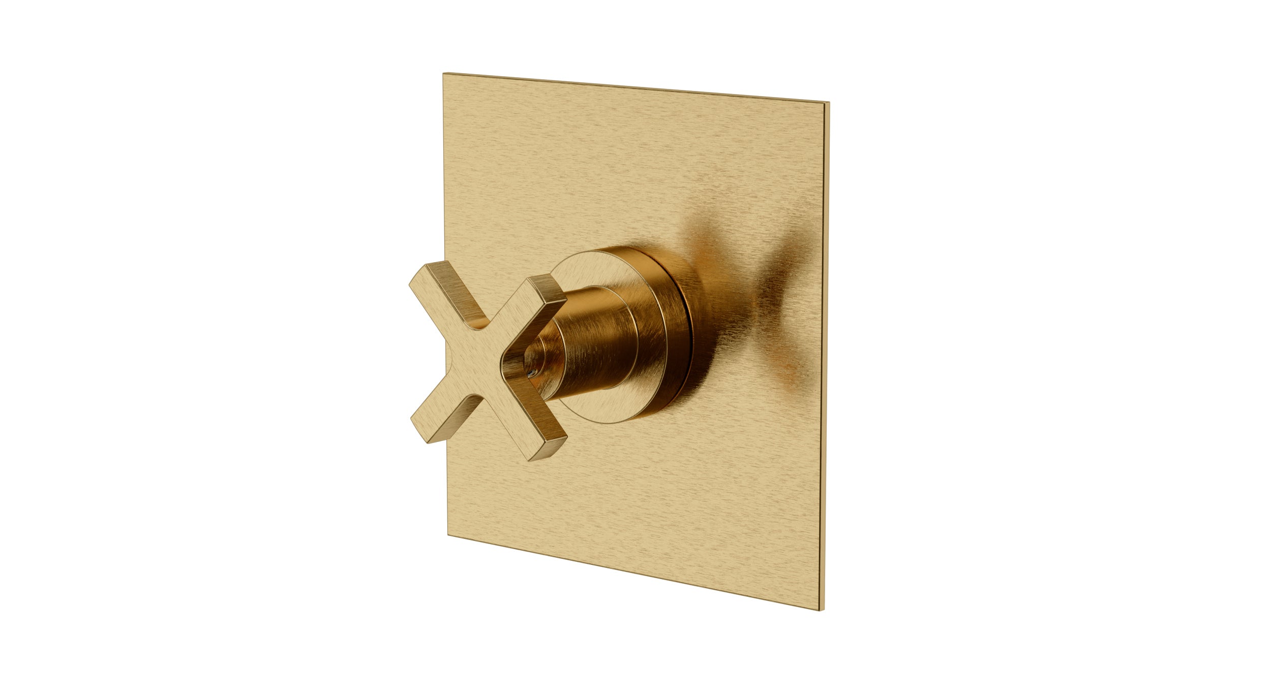 Flatiron One Handle Wall Mount Shower Trim with Linear Cross Handle in Satin Brass