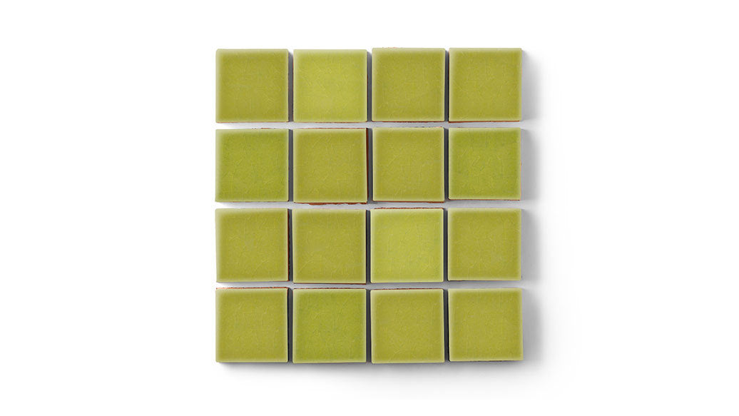 2x2 Straight Set Sheeted Original Ceramic Mosaic Tile in Palm Tree Gloss