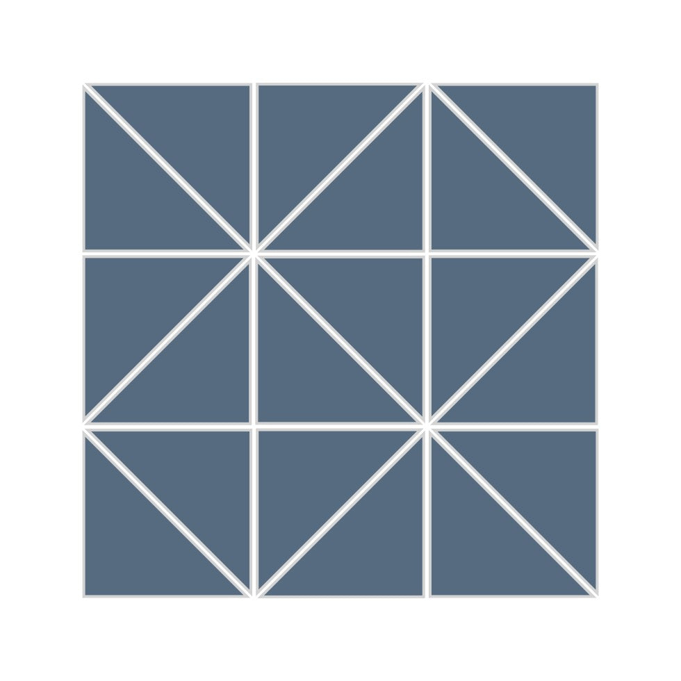 3" Triangle Sheeted - Quadrant Original Ceramic Mosaic Tile in Slate Blue Matte