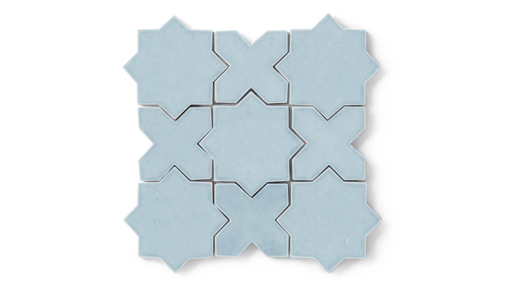 Mini Star & Cross Original Ceramic Tile in Crater Lake Gloss