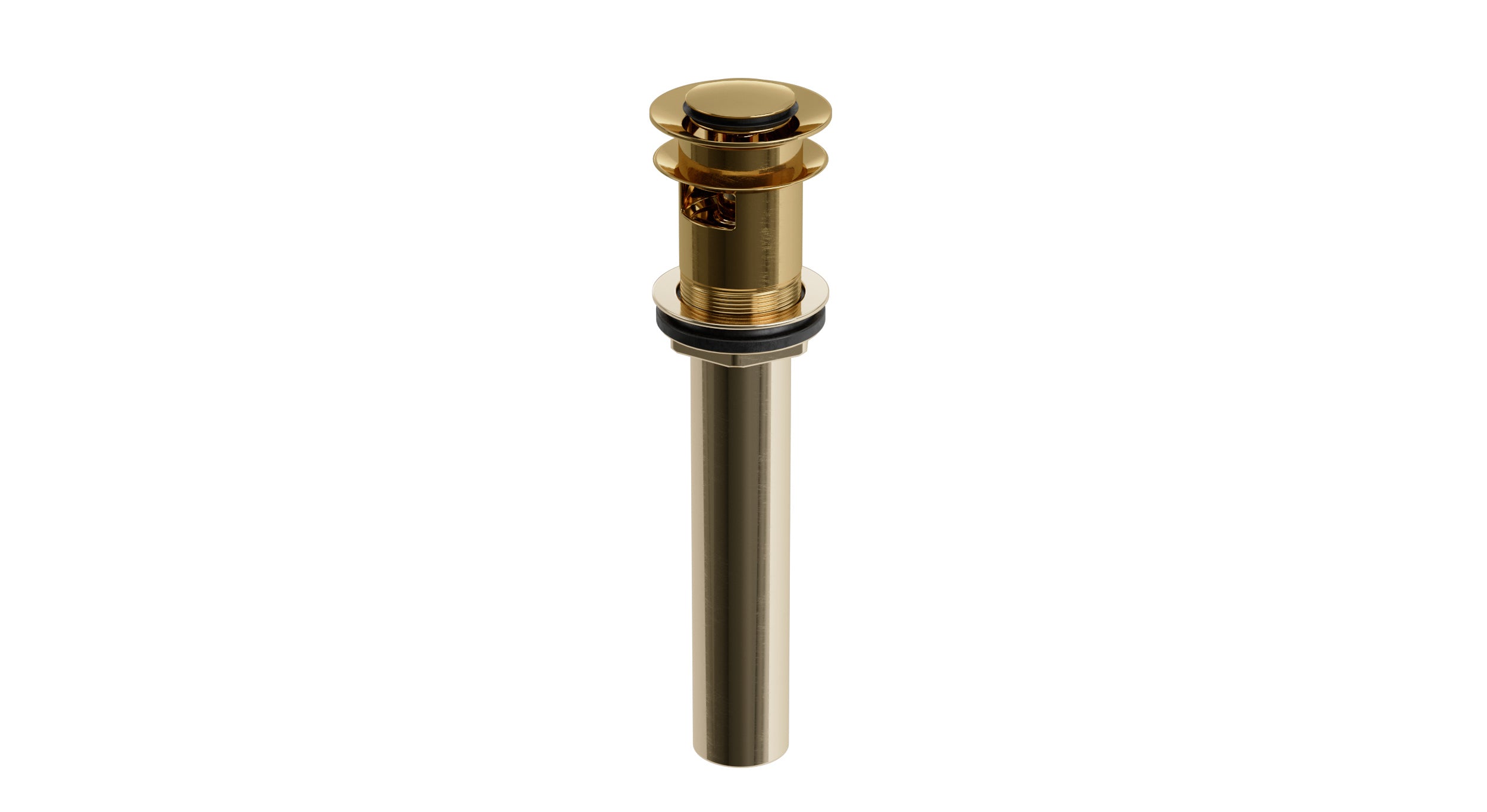 Lavatory Faucet Soft Touch Drain with Overflow in Uncoated Polished Brass