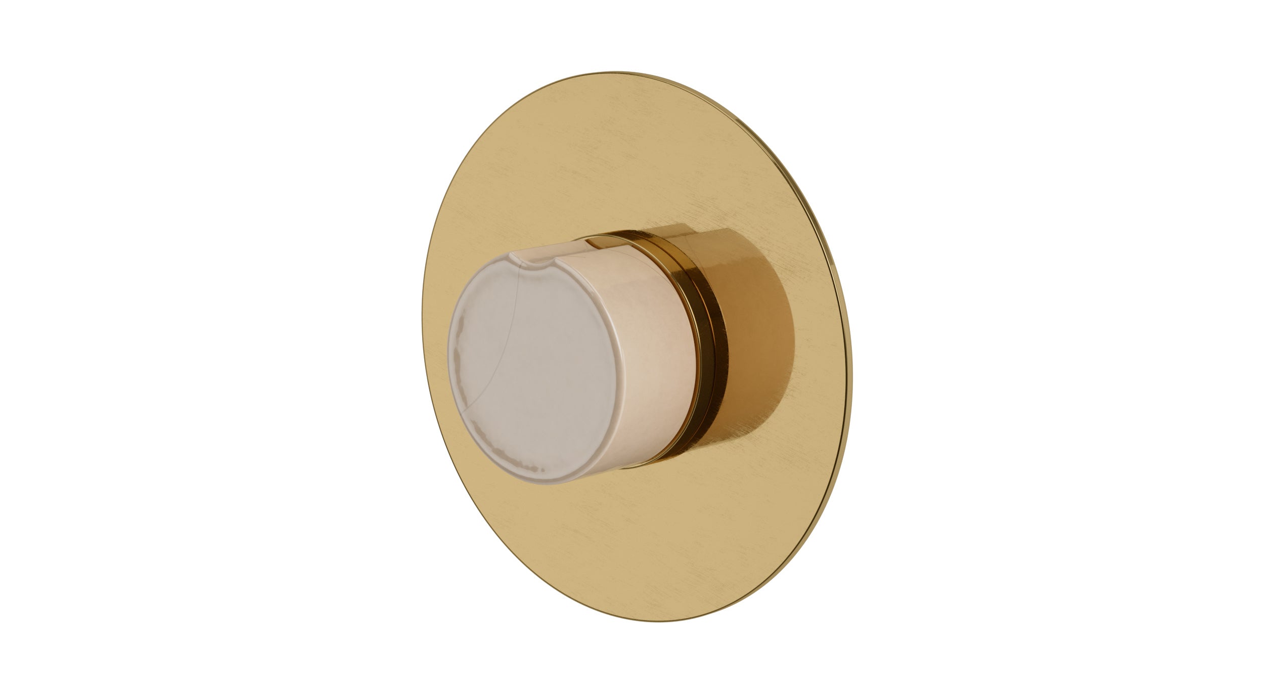 Foundry One Handle Wall Mount Shower Trim with Groove Ceramic Knob Handle in Uncoated Polished Brass