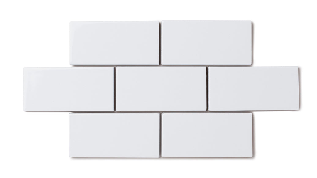 2x4 Straight Set Sheeted Natural Press Ceramic Mosaic Tile in Tin Oxide Gloss