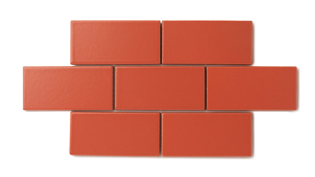 2x6 Natural Press Ceramic Tile in Vermillion Matte