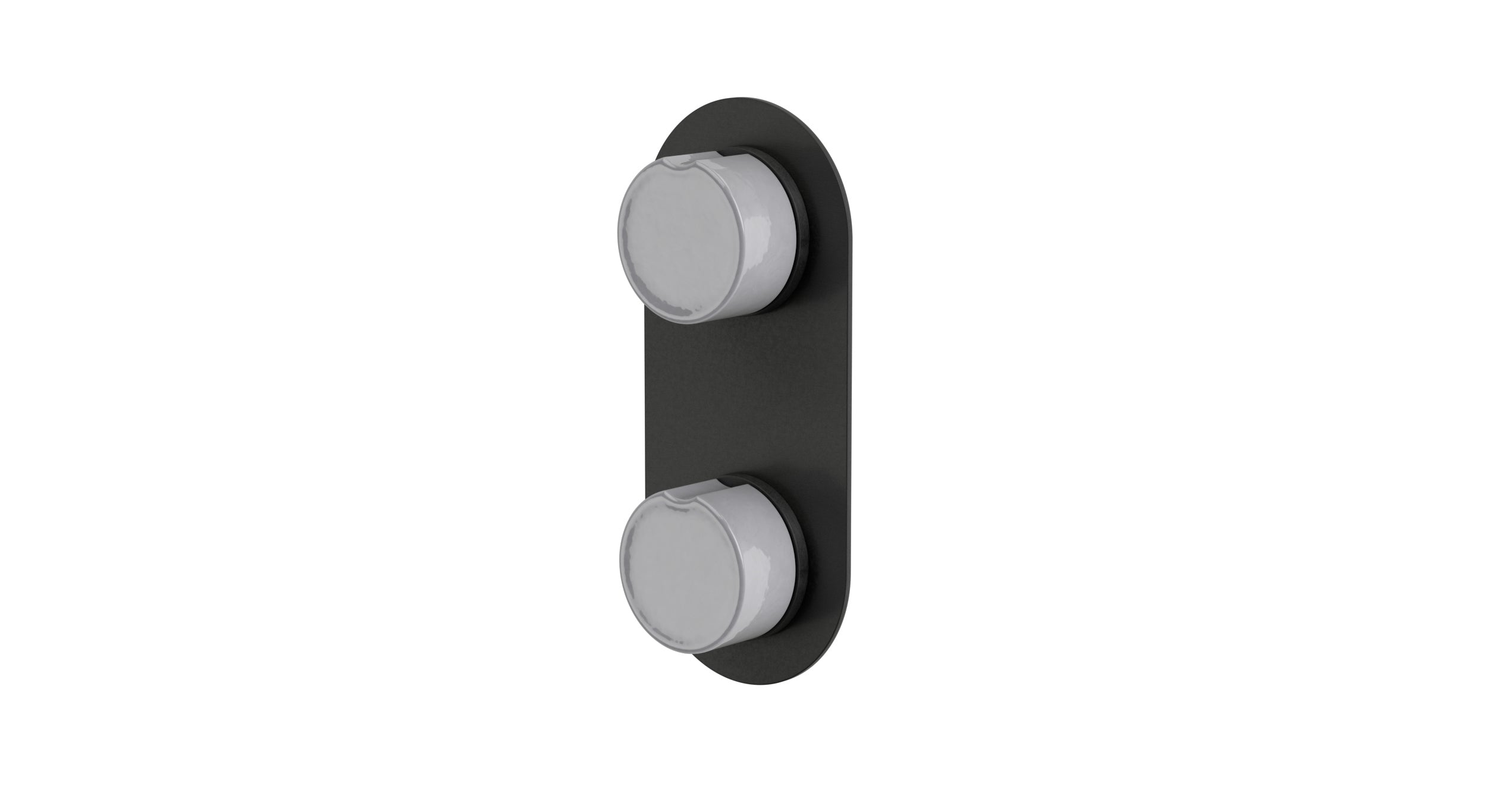Foundry Two Handle Wall Mount Shower Trim with Groove Ceramic Knob Handles in Blackened Nickel