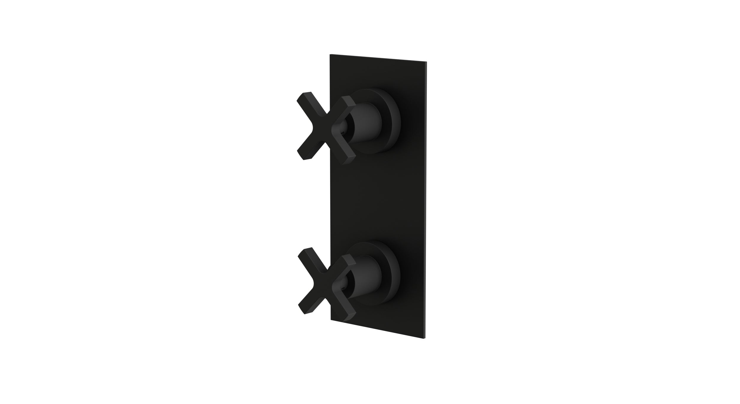 Flatiron Two Handle Wall Mount Shower Trim with Linear Cross Handles in Matte Black