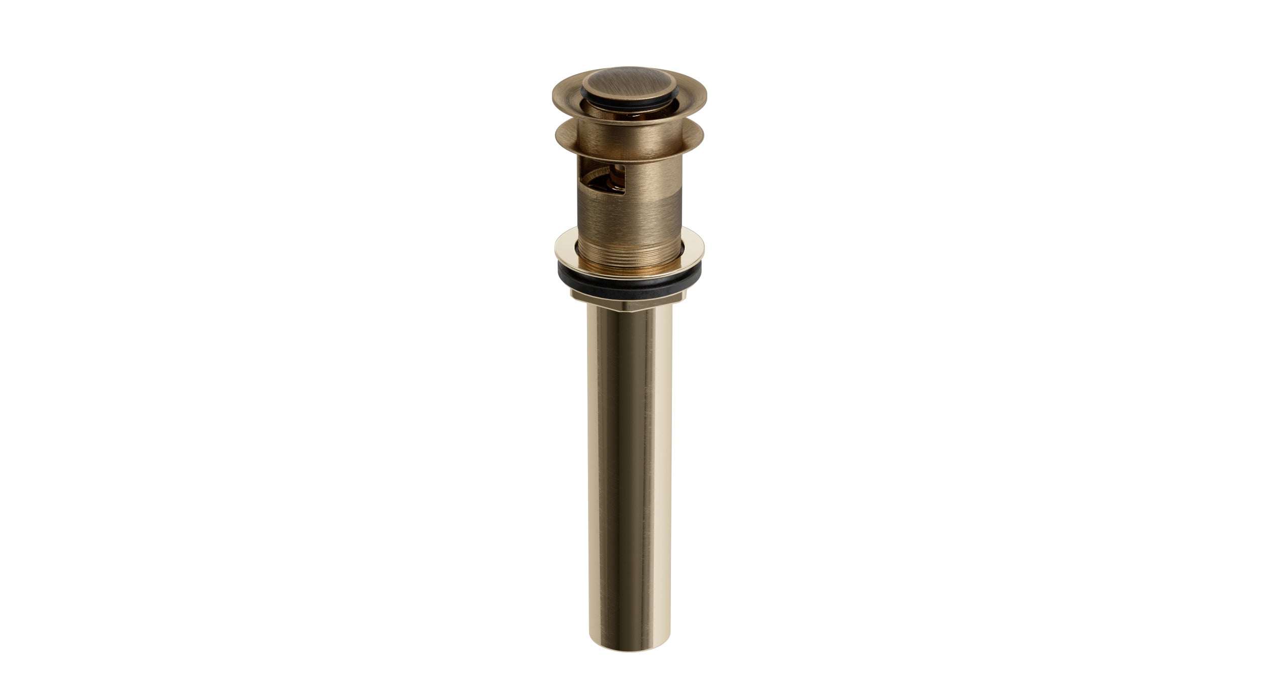 Lavatory Faucet Soft Touch Drain with Overflow in Antique Brass