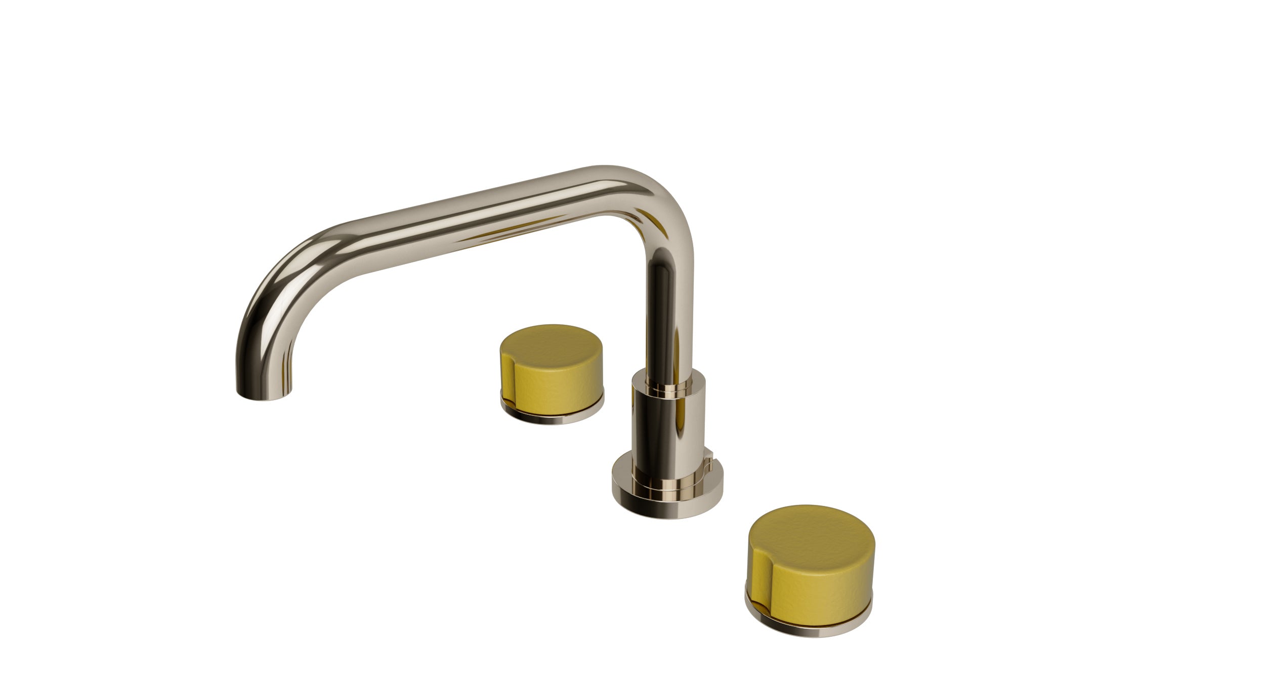 Foundry Two Handle Deck Mount Squaretop Bath Trim with Groove Ceramic Knob Handles in Polished Nickel