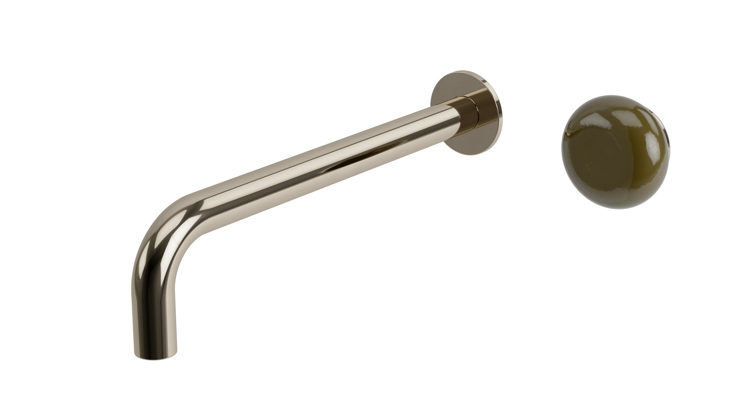 Foundry One Handle Wall Mount 10" Lavatory Faucet with Pebble Ceramic Knob Handle in Polished Nickel